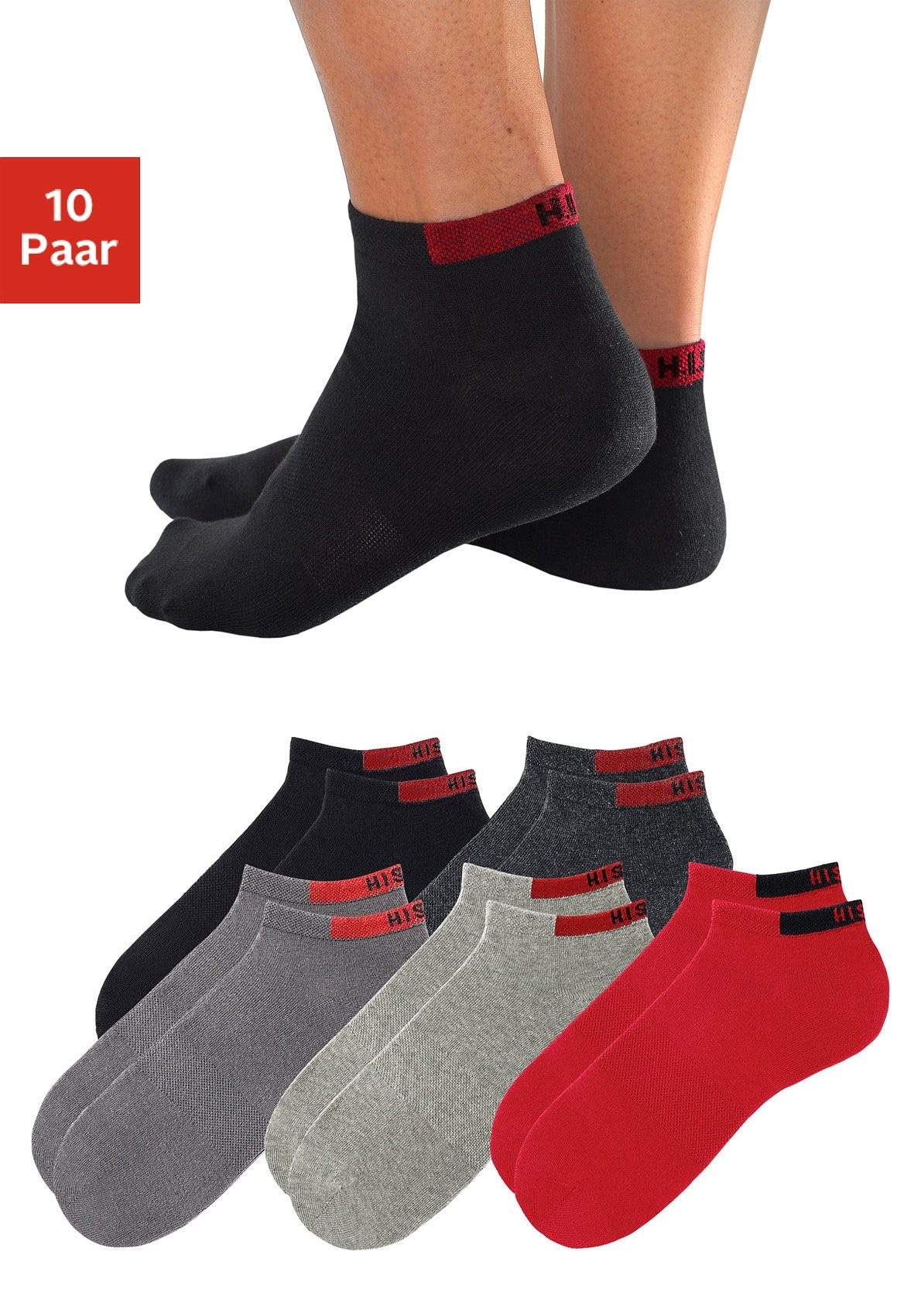 10 Raten OTTO Sneakersocken, verstärkten bestellen auf (Set, | H.I.S Belastungszonen Paar), mit