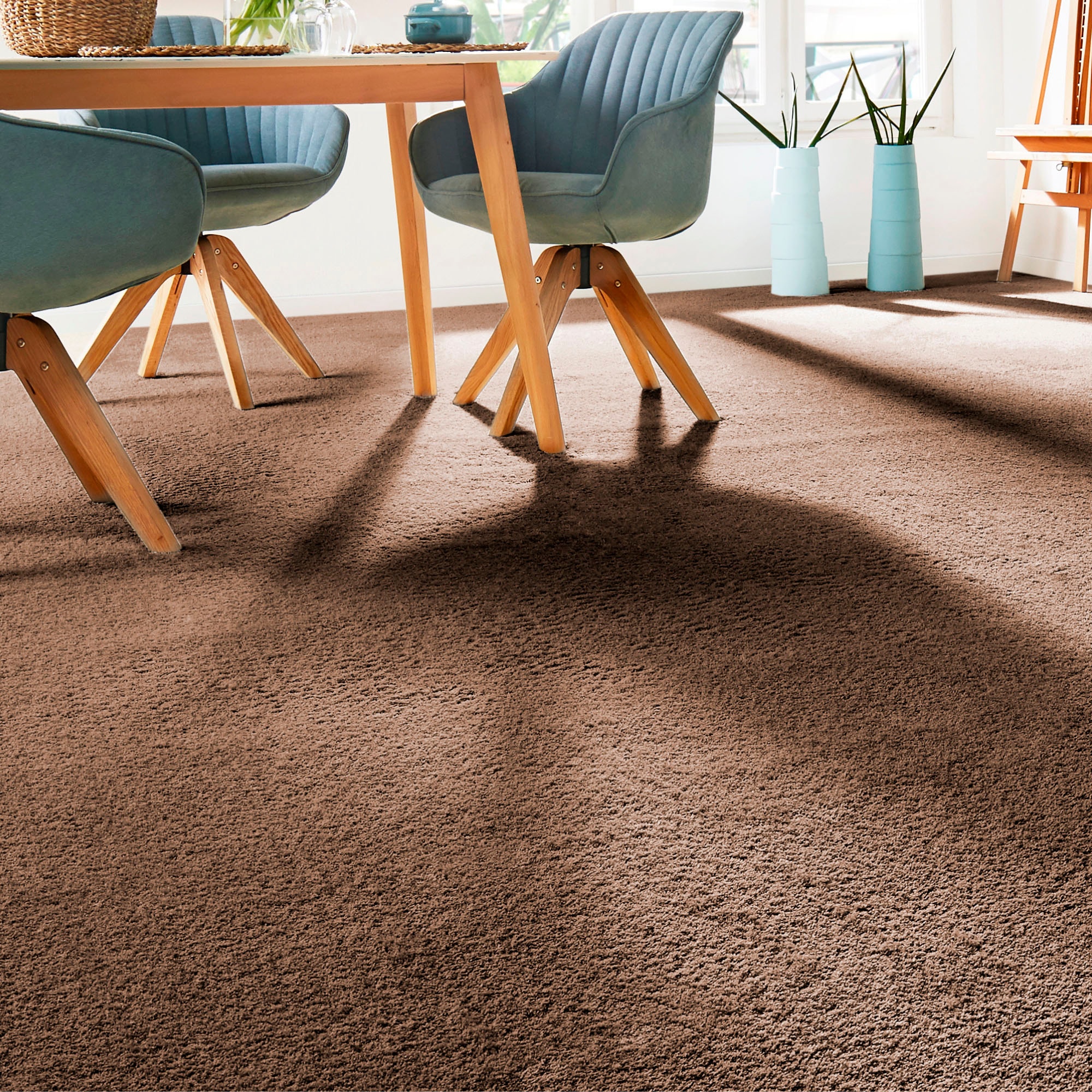 Andiamo Teppichboden »Sophie, Frisee-Velours, Made in Netherlands«, rechteckig, 4,5 mm Höhe, Uni Farben, Breite 400 cm oder 500 cm, strapazierfähig & pflegeleicht