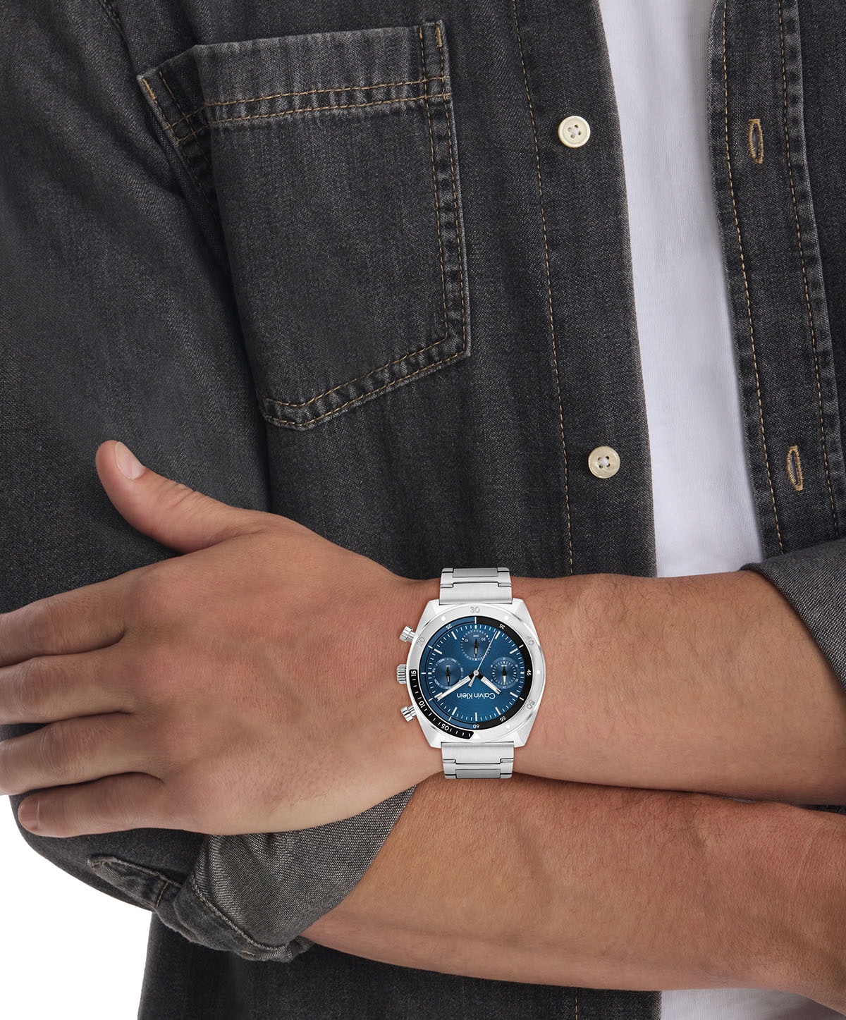 Calvin Klein Multifunktionsuhr »CK FLEX«, Armbanduhr, Quarzuhr, Herrenuhr, Tag, Wochentag, Edelstahlarmband