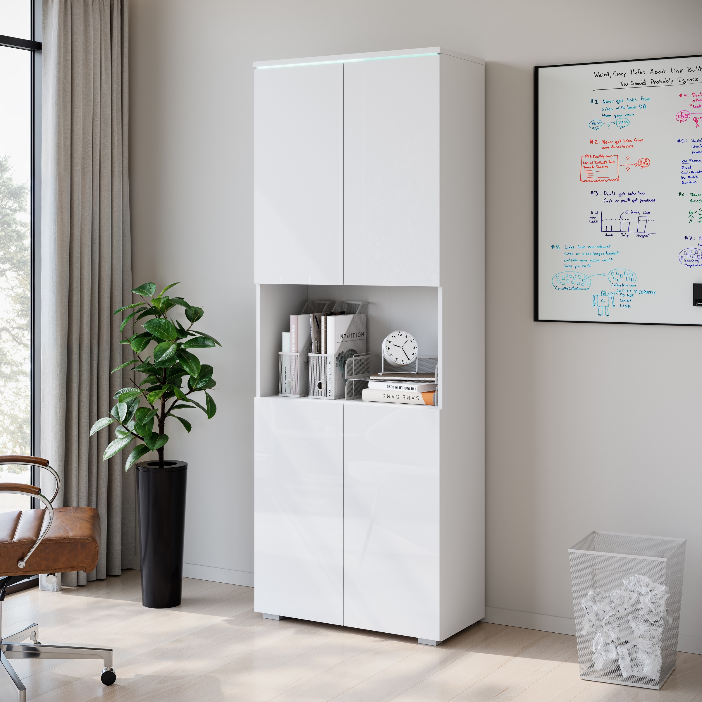 INOSIGN Aktenschrank »Vera, Mehrzweckschrank mit LED-Beleuchtung« Praktischer Stauraum mit höhenverstellbaren Ablageböden, H. 182 cm