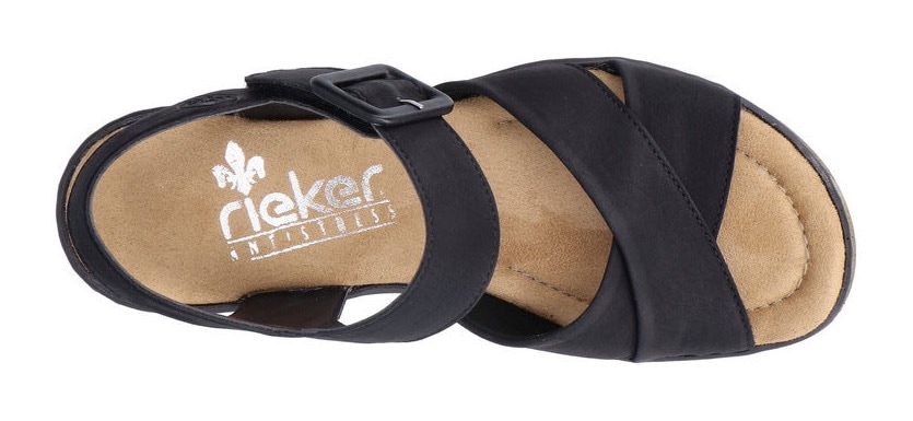 Rieker Keilsandalette, Sommerschuh, Sandale, Keilabsatz, mit gekreuzten Bandagen