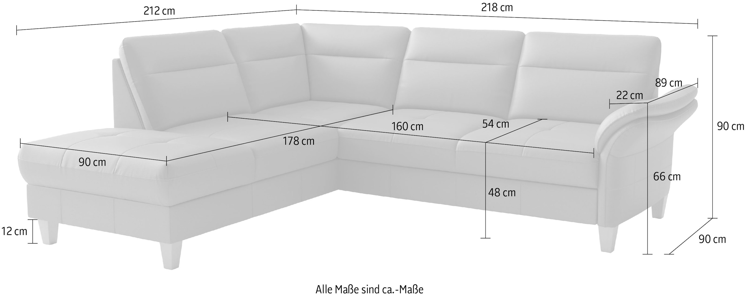 sit&more Ecksofa »Pamela L-Form, Leder, B: 218 cm« optional Armteilverstellung, Schlaffunktion & Bettkasten