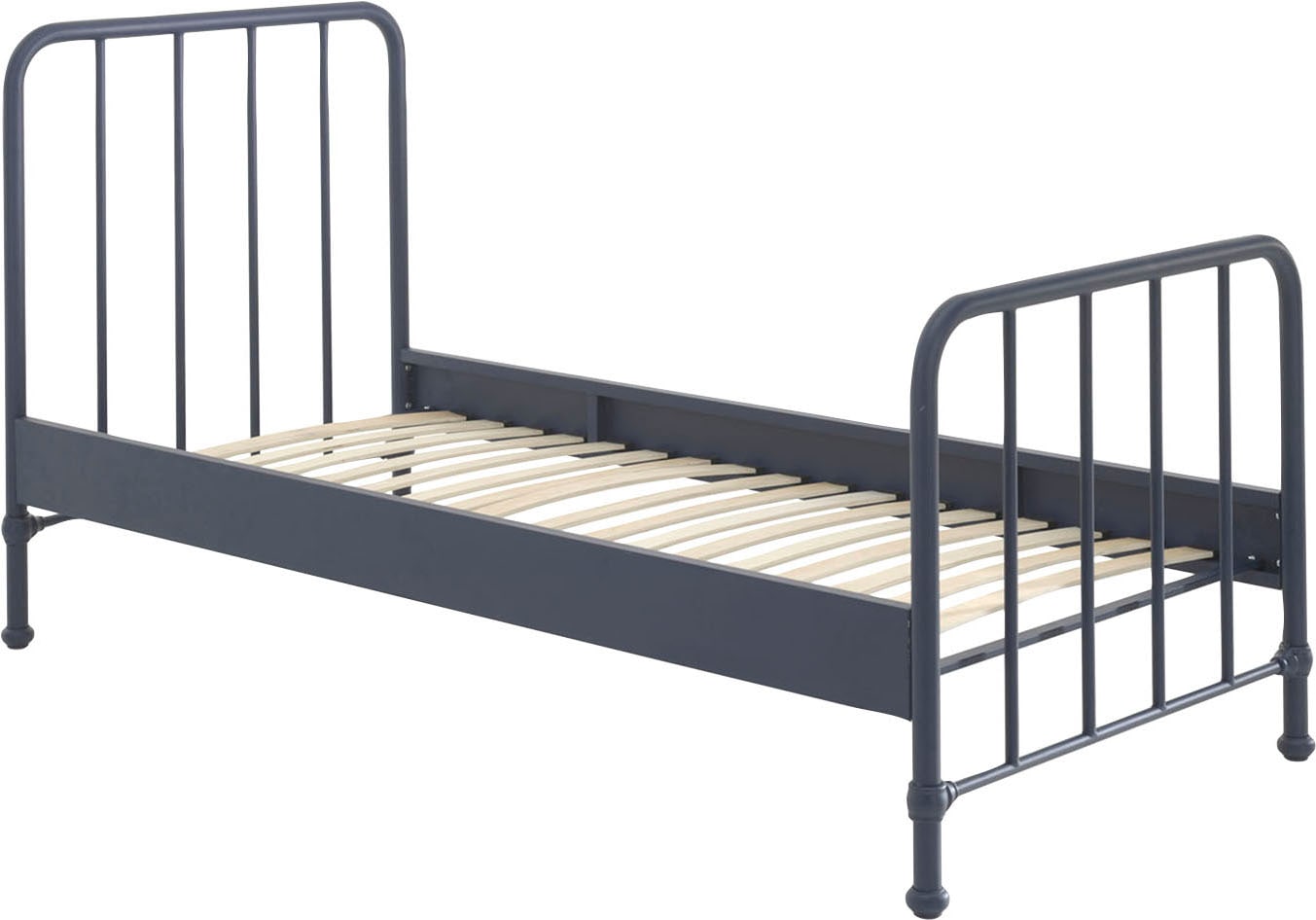 Vipack Jugendbett »Bronxx, Einzelbett 90/200, sehr stabil, romantische Optik«, (B/H/T ca. 96,5x110x206cm, inkl. Lattenrost, Bodenfreiheit), Oberfläche pulverbeschichtet, verschiedene Farben zur Wahl