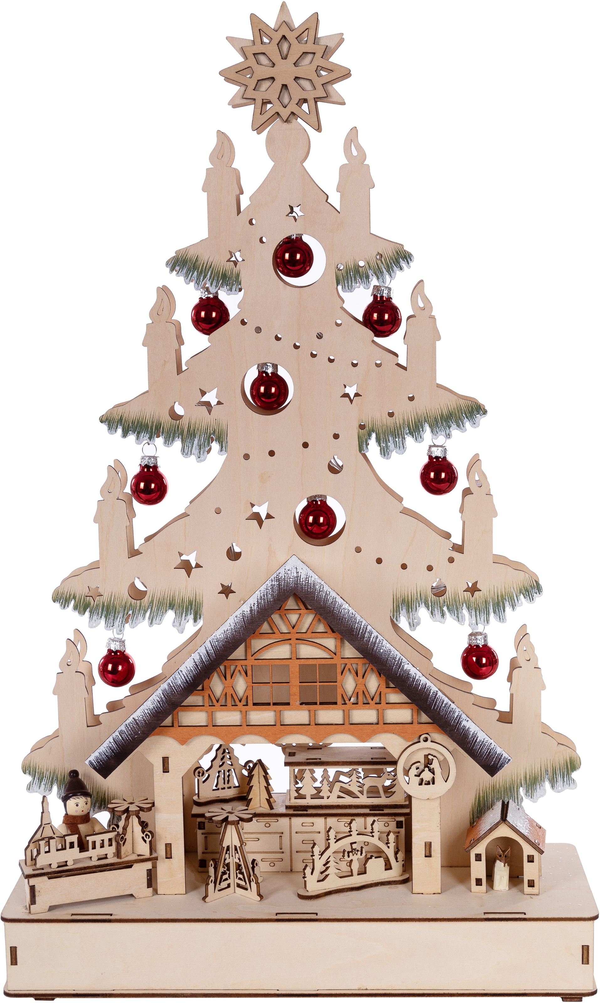 Myflair Möbel & Accessoires LED Schwibbogen, aus Holz, mit Weihnachtskugeln geschmückt, Höhe ca. 49 cm