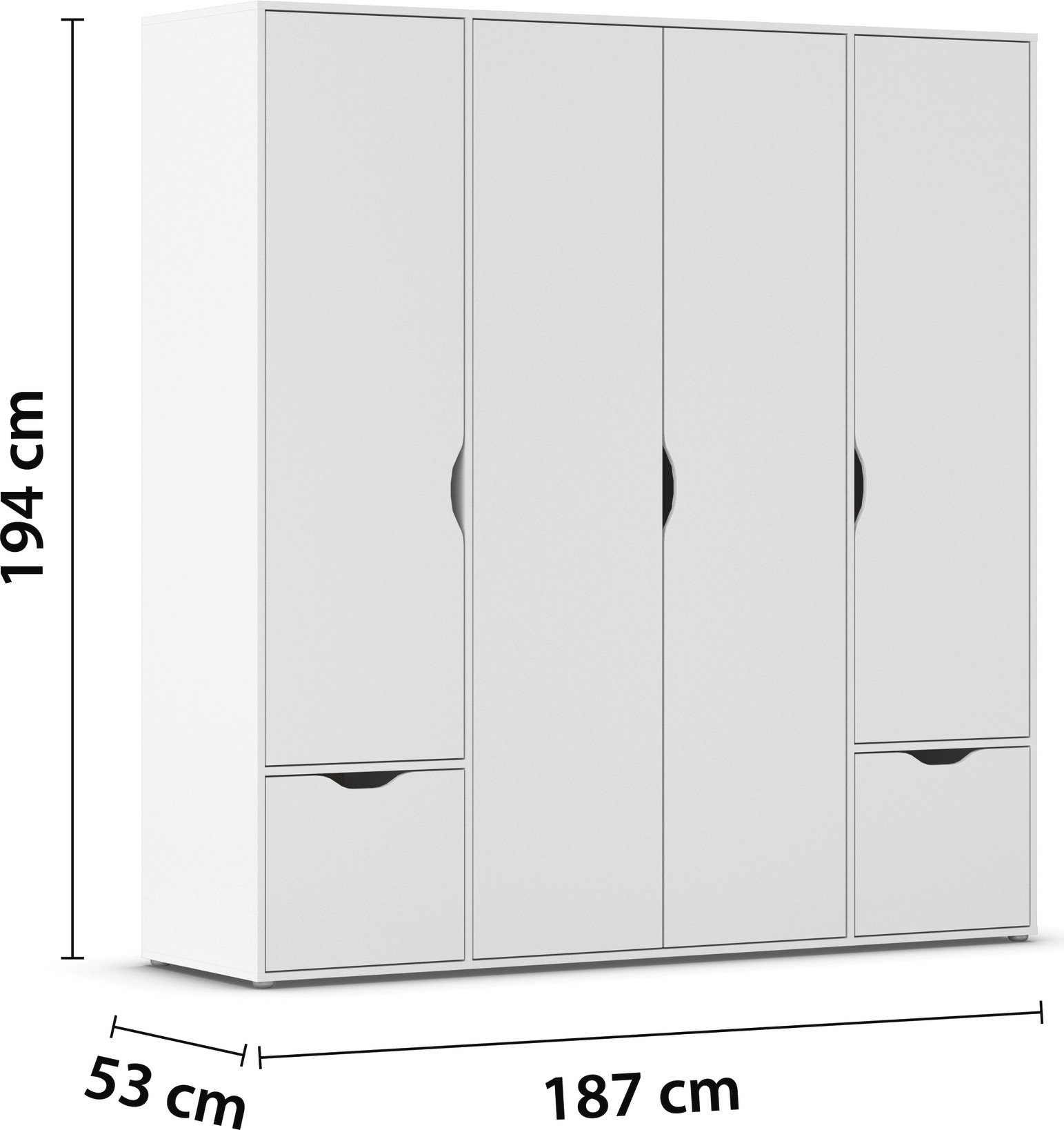rauch Drehtürenschrank »Kleiderschrank Schrank Garderobe Wäscheschrank NARAI mit Schubladen«, (in 3 verschiedenen Ausstattungen BASIC/CLASSIC/PREMIUM), Griffausfräsungen für eine grifflose Optik TOPSELLER MADE IN GERMANY