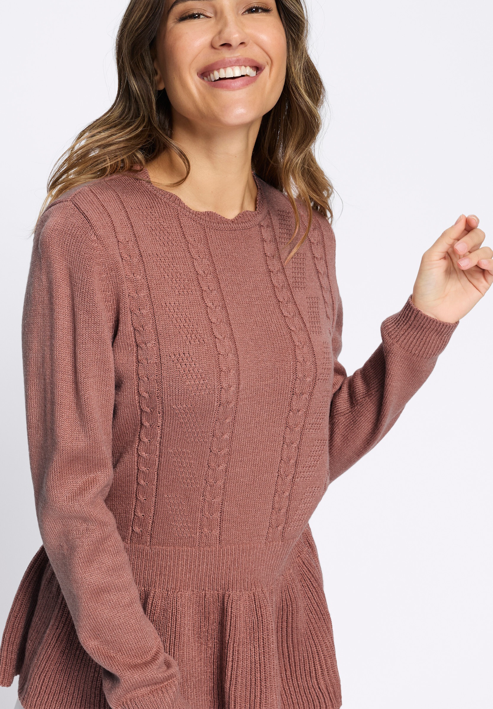 Sieh an! Strickpullover »Langarm-Pullover Langarm-Pullover mit Ripp-Abschlüssen«