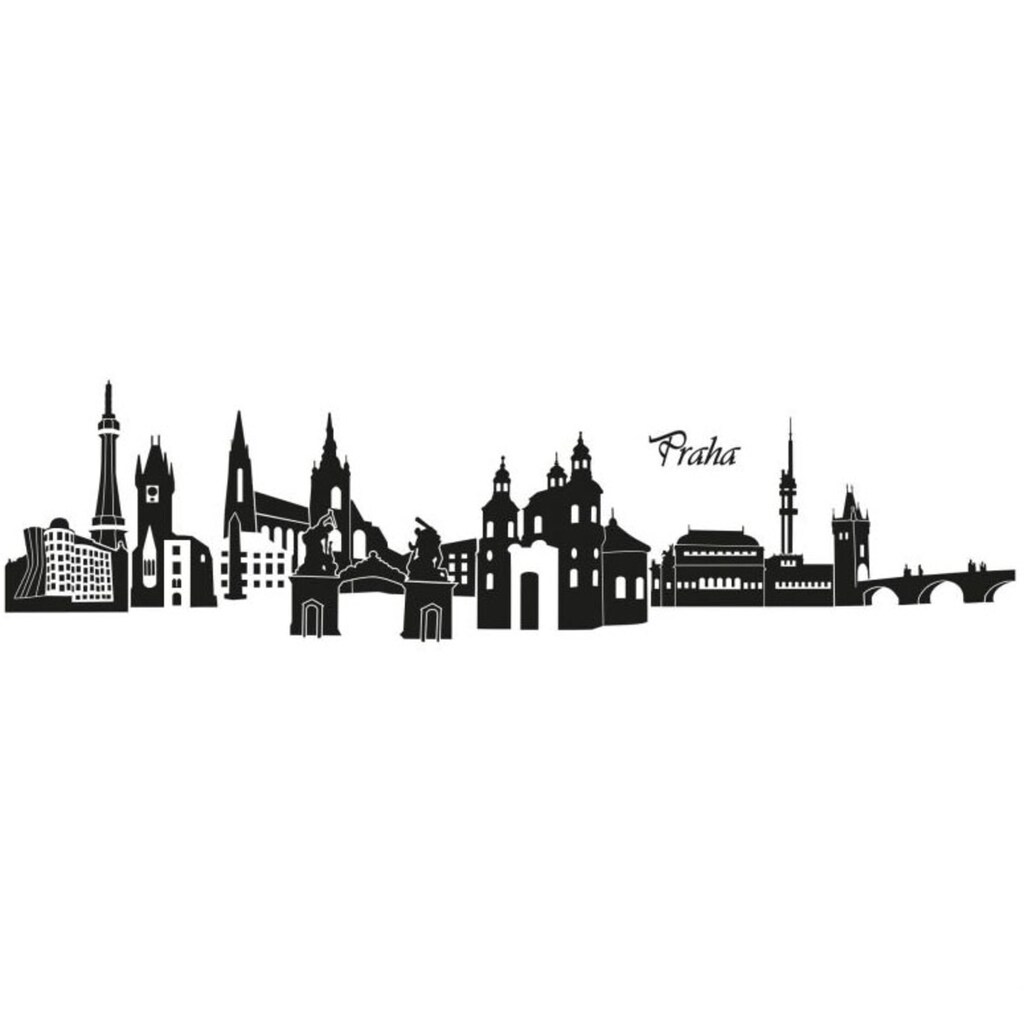 Wall-Art Wandtattoo »XXL Stadt Skyline Prag 120cm«, (1 St.)