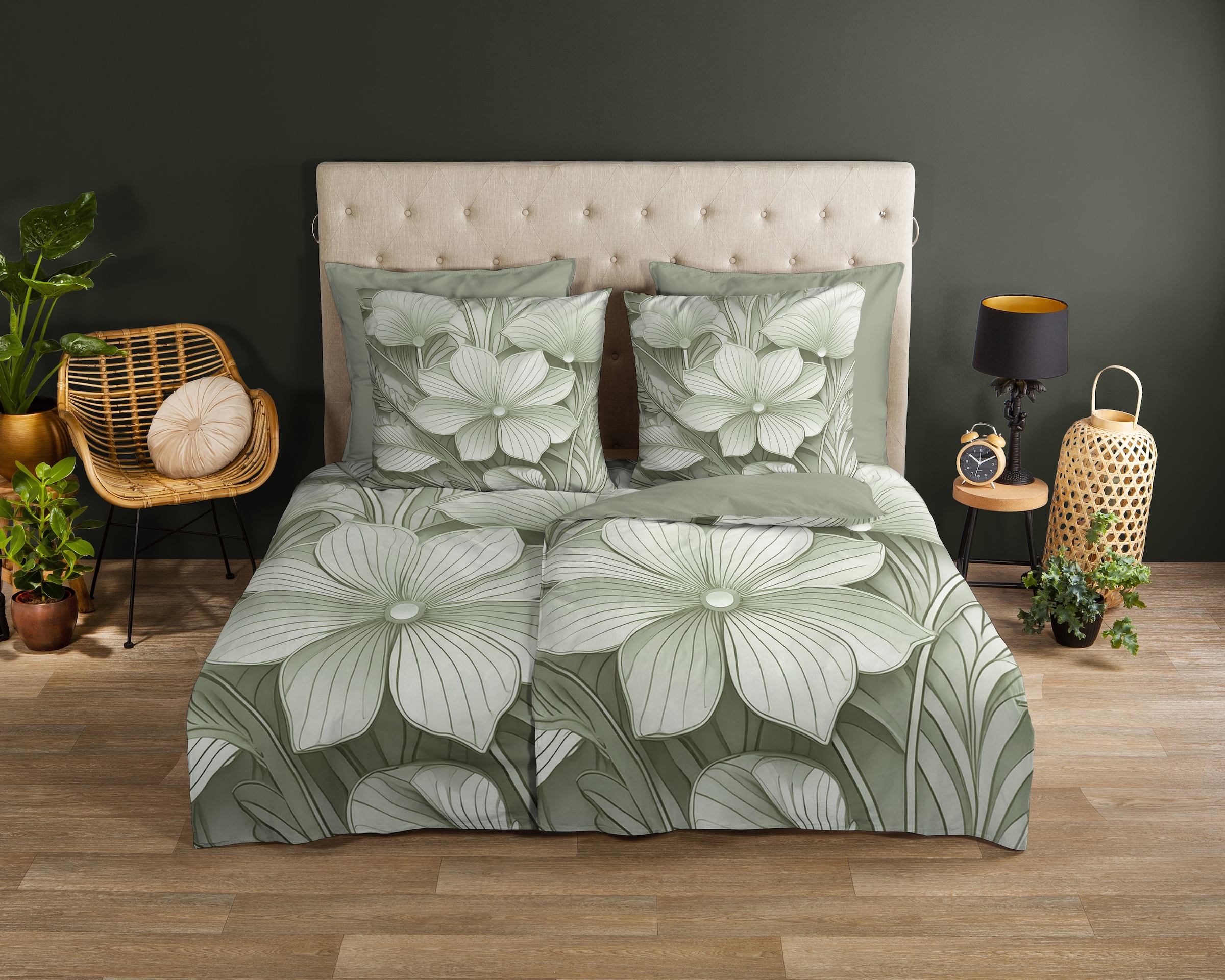 good morning Wendebettwäsche »Artdeco«, 100% Baumwolle, Renforcé, Reißverschluss, Wendeoptik, Blumen