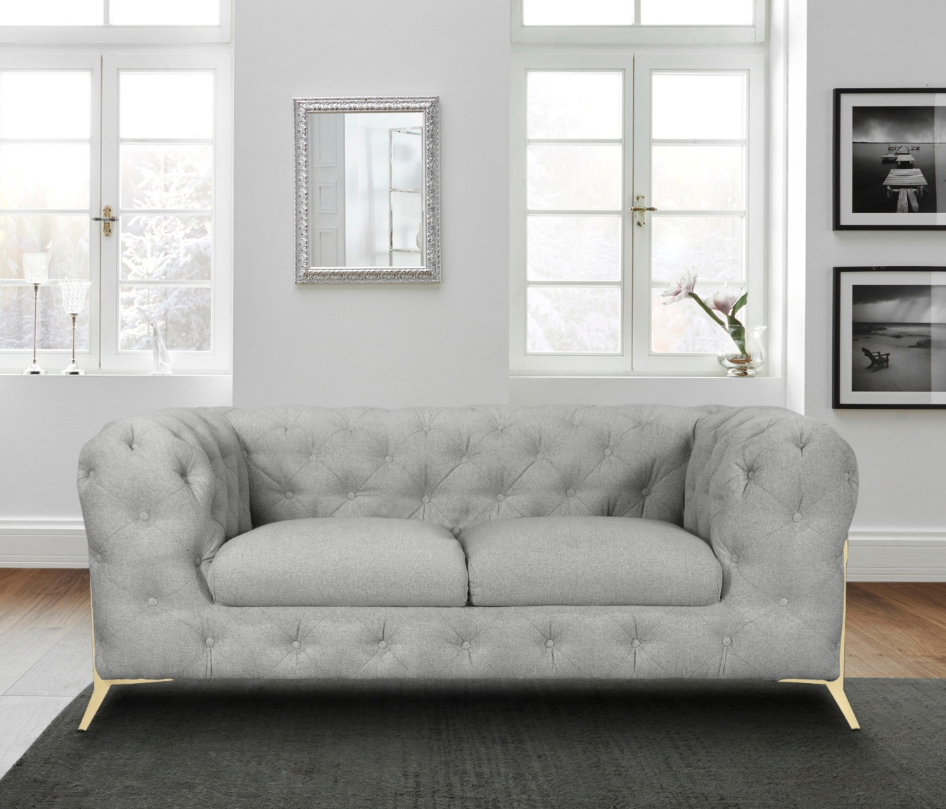 Leonique Chesterfield-Sofa »Amaury«, aufwändige Knopfheftung, moderne Chesterfield Optik, Fußfarbe wählbar