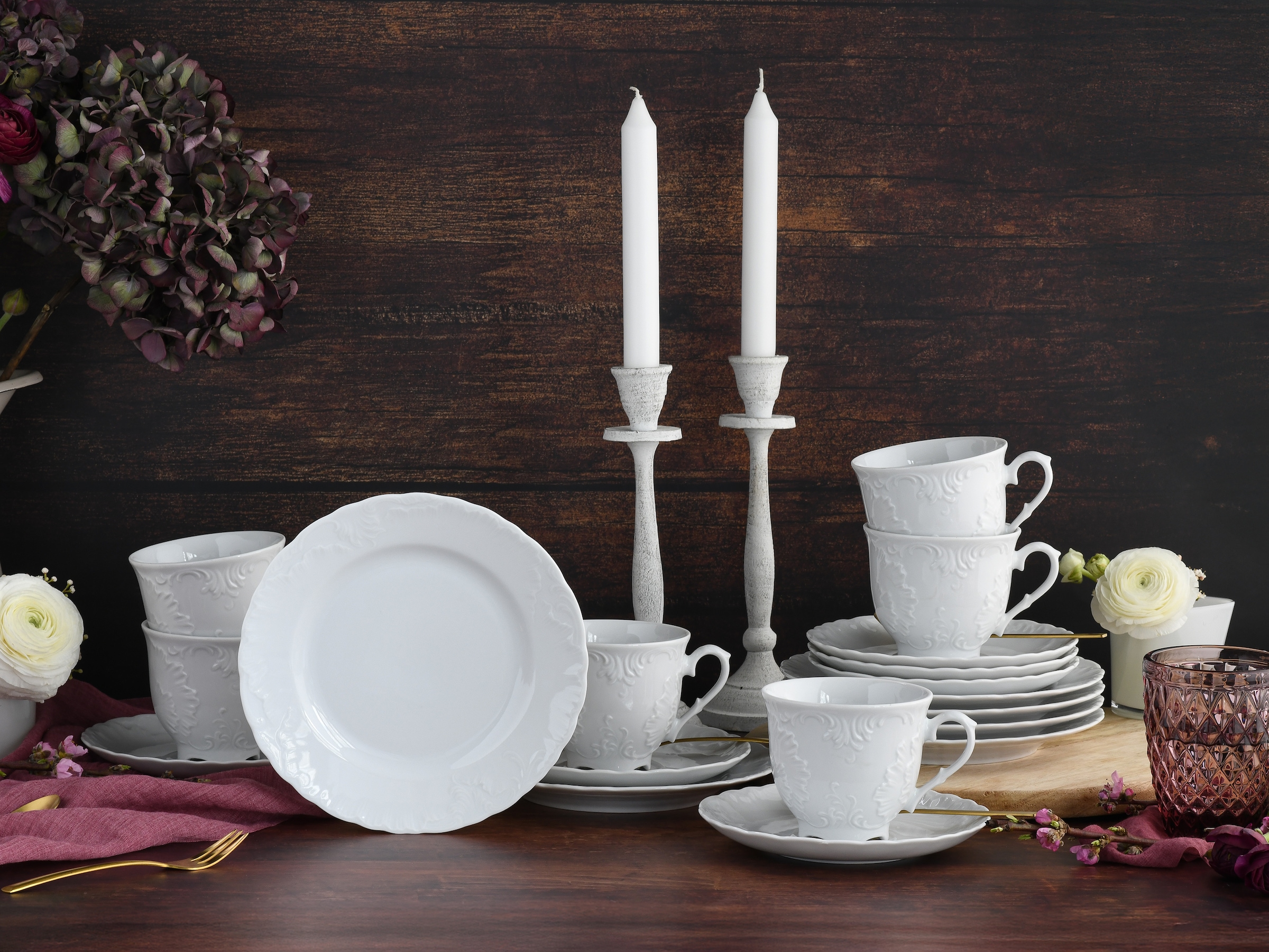 CreaTable Kaffeeservice »Rokoko, Service 18-tlg.« Daily Use, Zeitlos