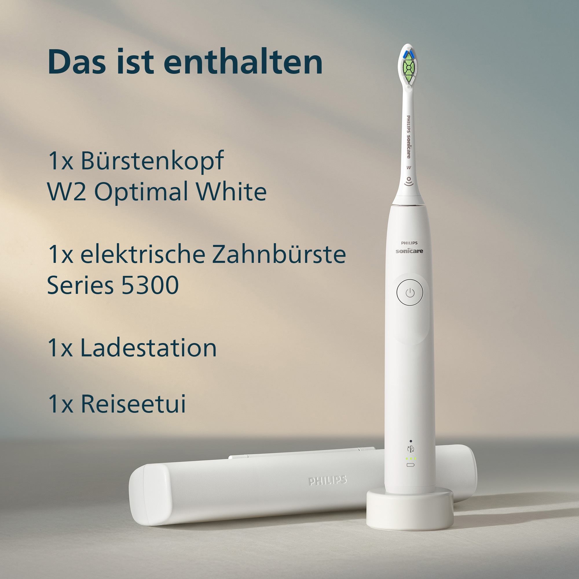 Philips Sonicare Elektrische Zahnbürste »Series 5300« 1 Stk. Aufsteckbürsten mit Andruckkontrolle, 2 Intensitätsstufen, inkl. Ladegerät, Reiseetui
