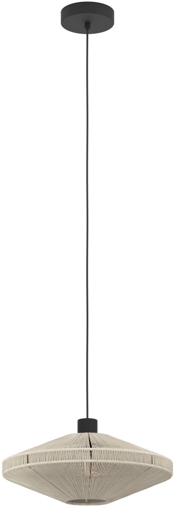 EGLO Hängeleuchte »Midsumer Hängelampe, Esszimmerlampe japanisch, Metall und Textil, E27« E27 1 Stk. Hängeleuchte - H110 x Ø38 cm - schwarz - 1X40W exkl.