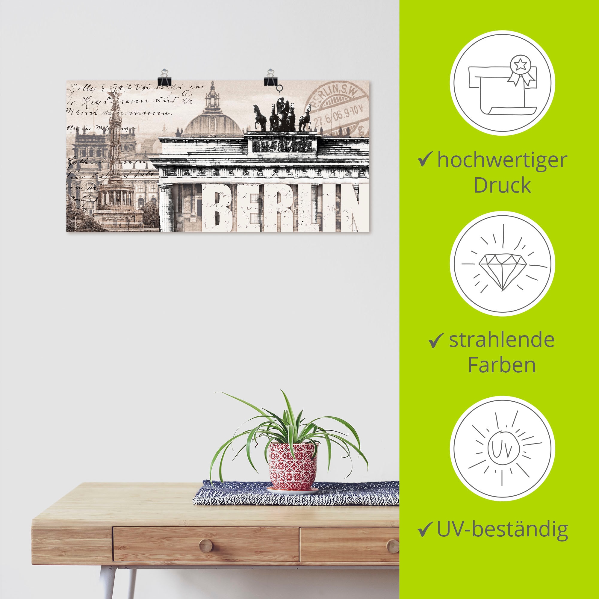 Artland Wandbild »Berlin II«, Deutschland, (1 St.), als Leinwandbild, Poster, Wandaufkleber in verschied. Größen