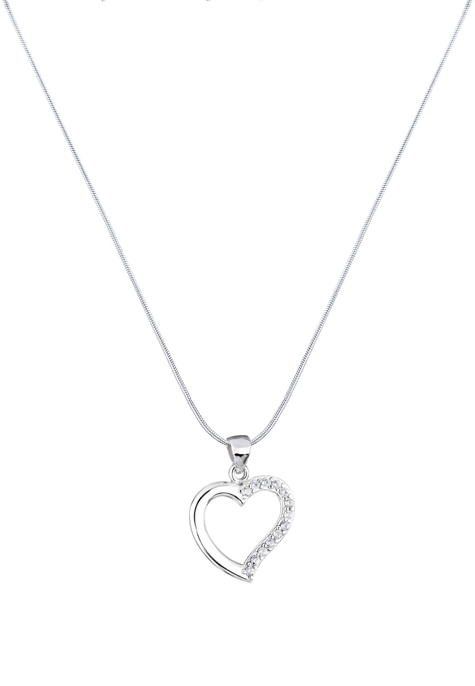 Elli Silberkette »Halskette Herz Zirkonia Weiß 925 Sterling Silber«