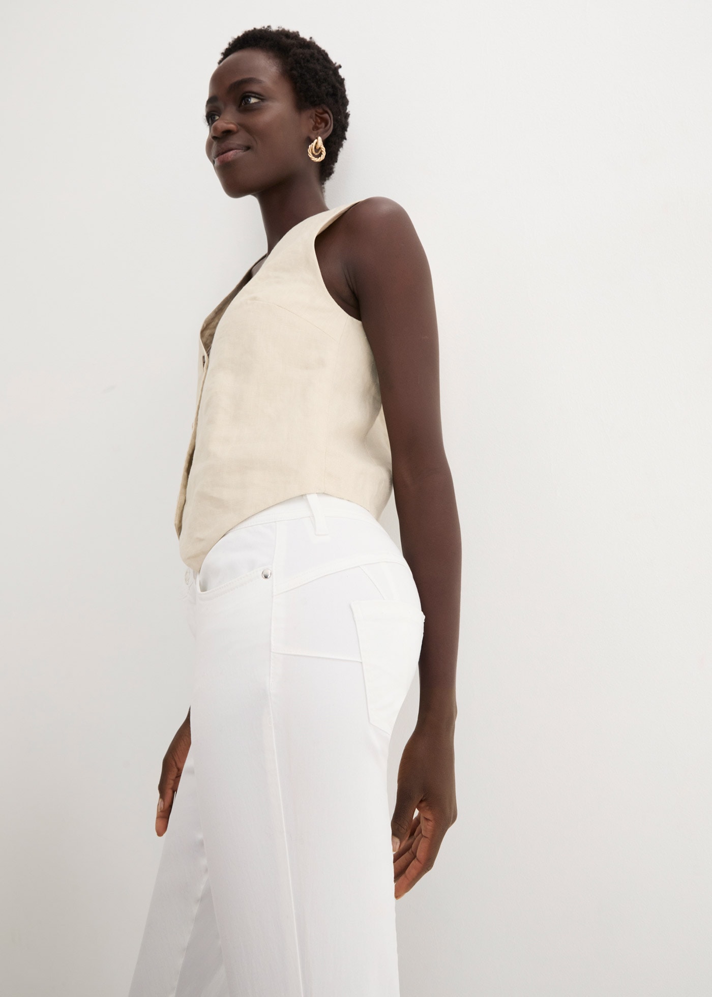 bonprix Stretch-Hose »Stretchhose aus Baumwolle«  aus Baumwolle, Polyester und Elasthan, Slim Fit Passform, 7/8-Länge