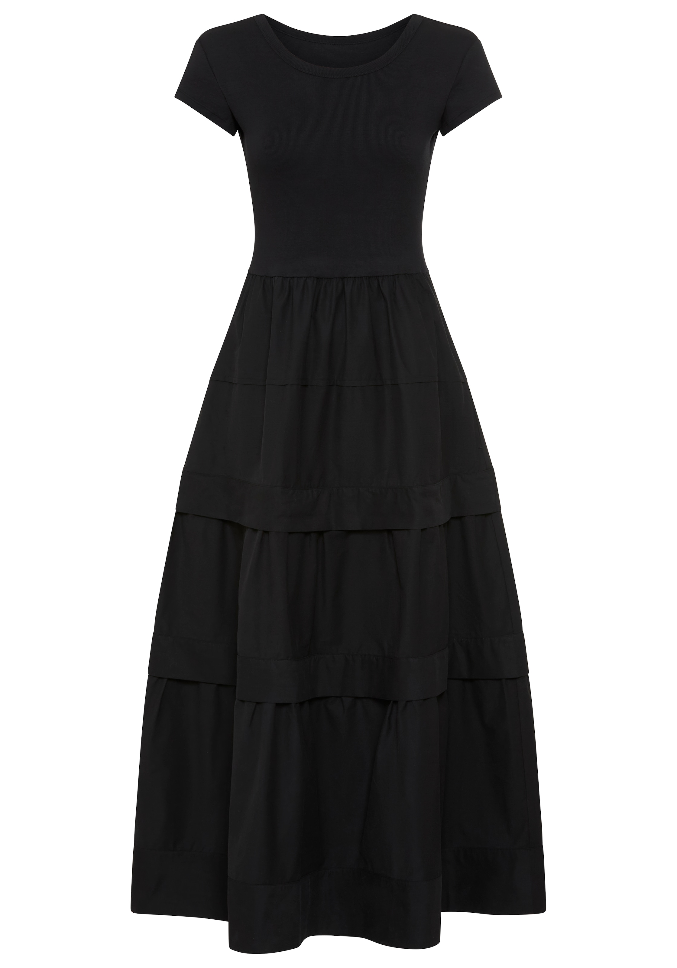 BOSS ORANGE Maxikleid »Enight Premium Damenmode« Eingrifftaschen mit Stufenrock & ausgeschnittenem Rücken