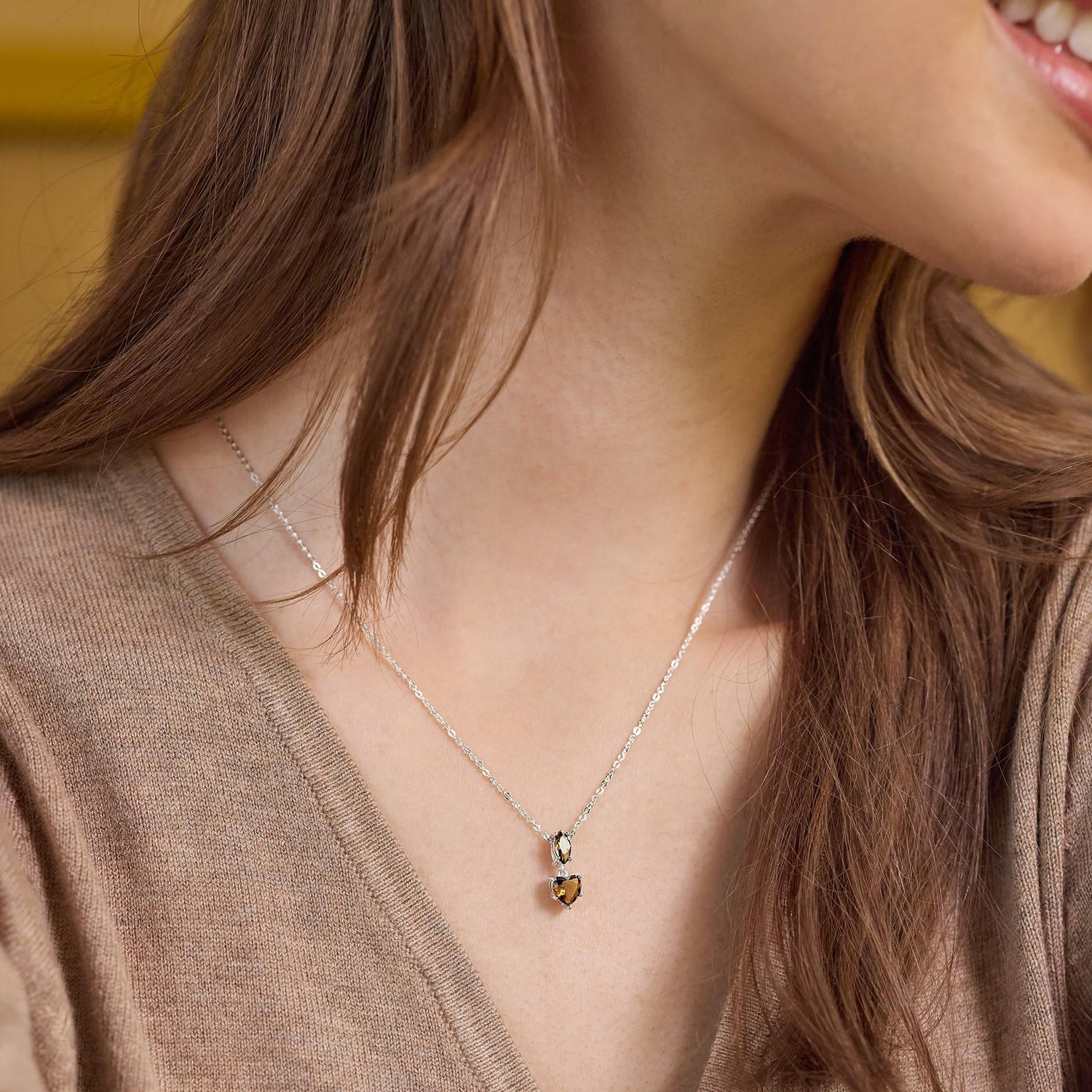 Amor Kette mit Anhänger »Schmuck Geschenk, Herz« mit Glasstein