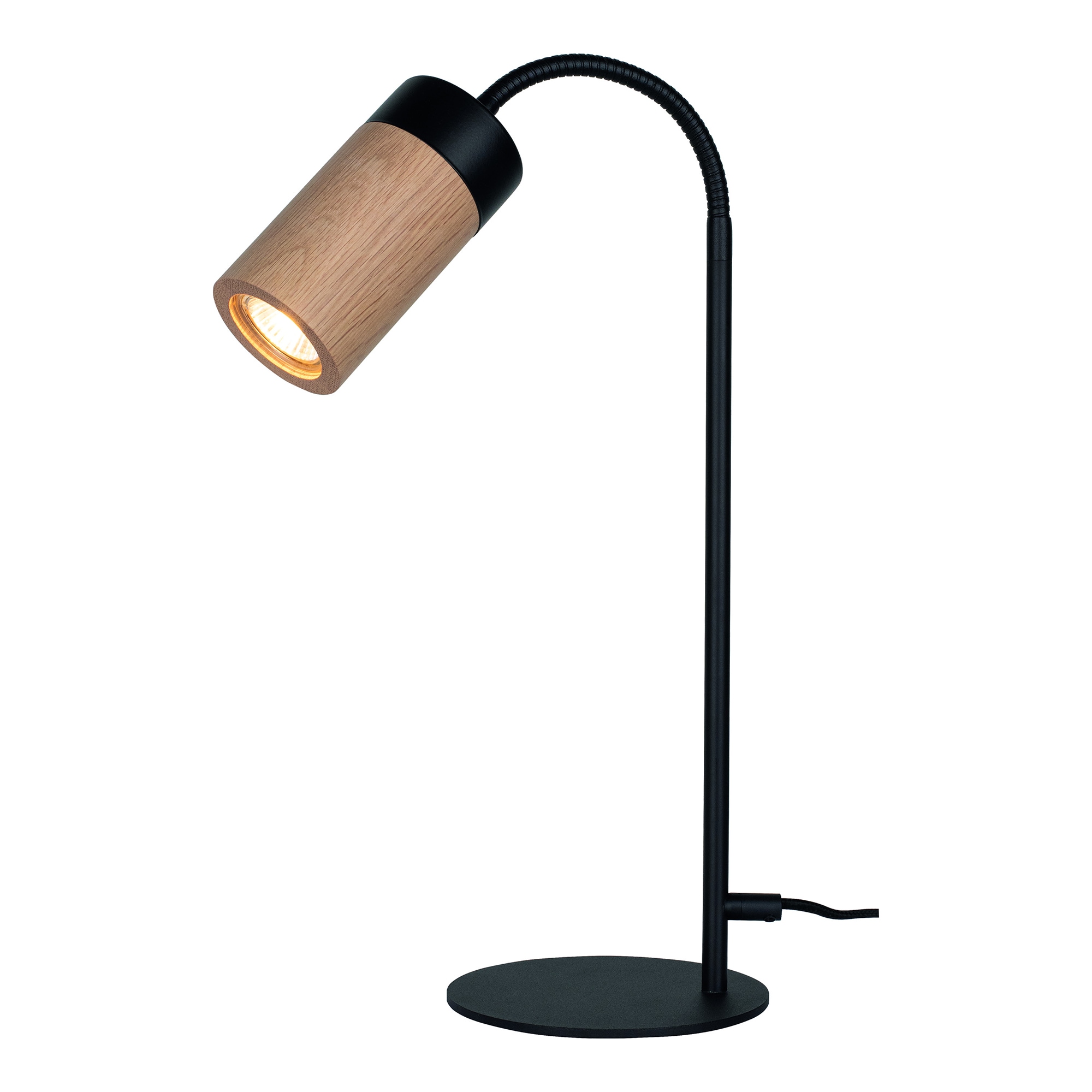 BRITOP LIGHTING Tischleuchte »ANNICK«, 1 flammig, Leuchtmittel GU10 | LED wechselbar, Flexibeler Arm, LED-Leuchtmittel inkl., edles Eichenholz und Metall
