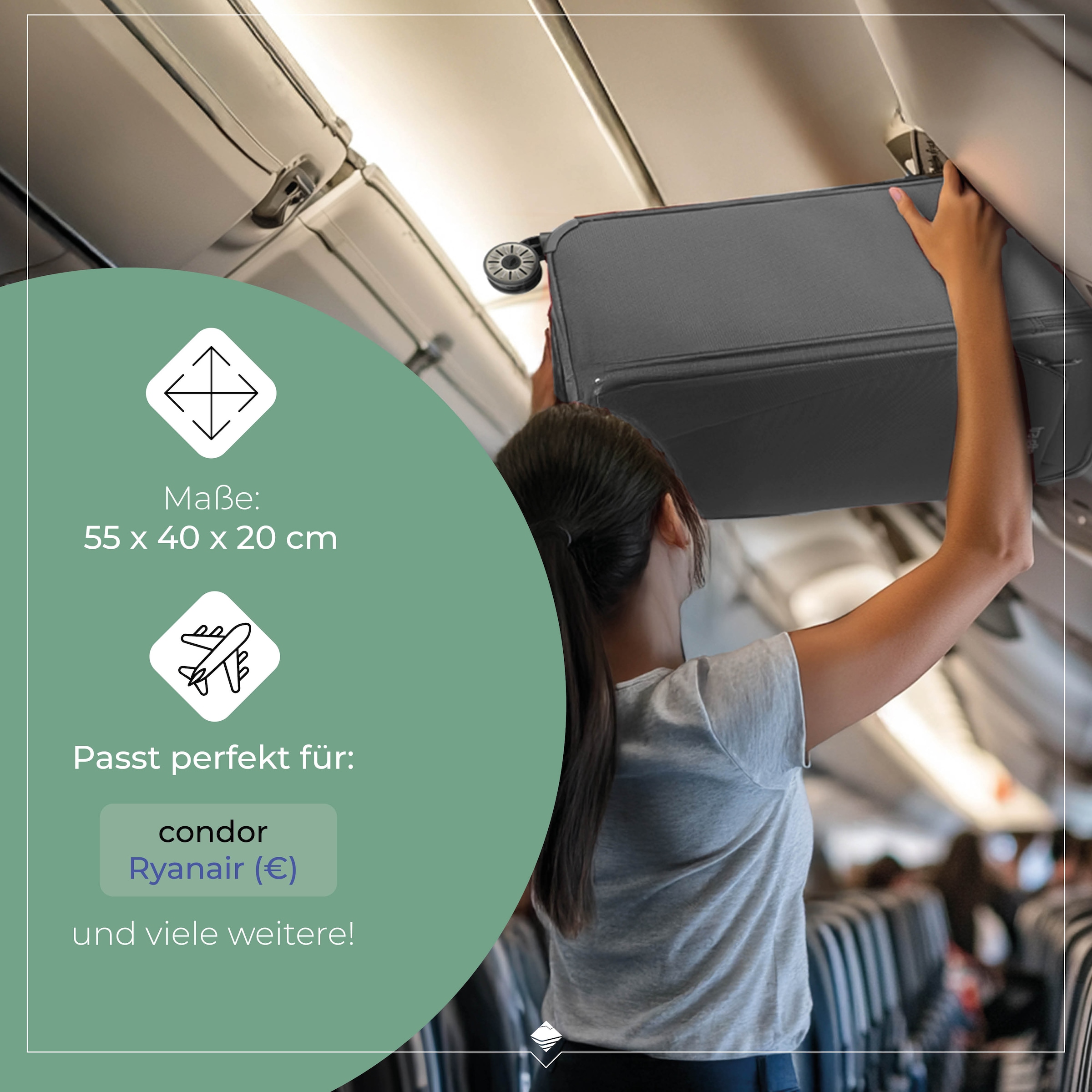 travelite Handgepäck-Trolley »JETPACK Multi Light 4 Cabin, konzipiert für Condor & Ryanair« 37 l 4 Rollen Weichgepäck-Koffer Handgepäck für die meisten gängigen Airlines