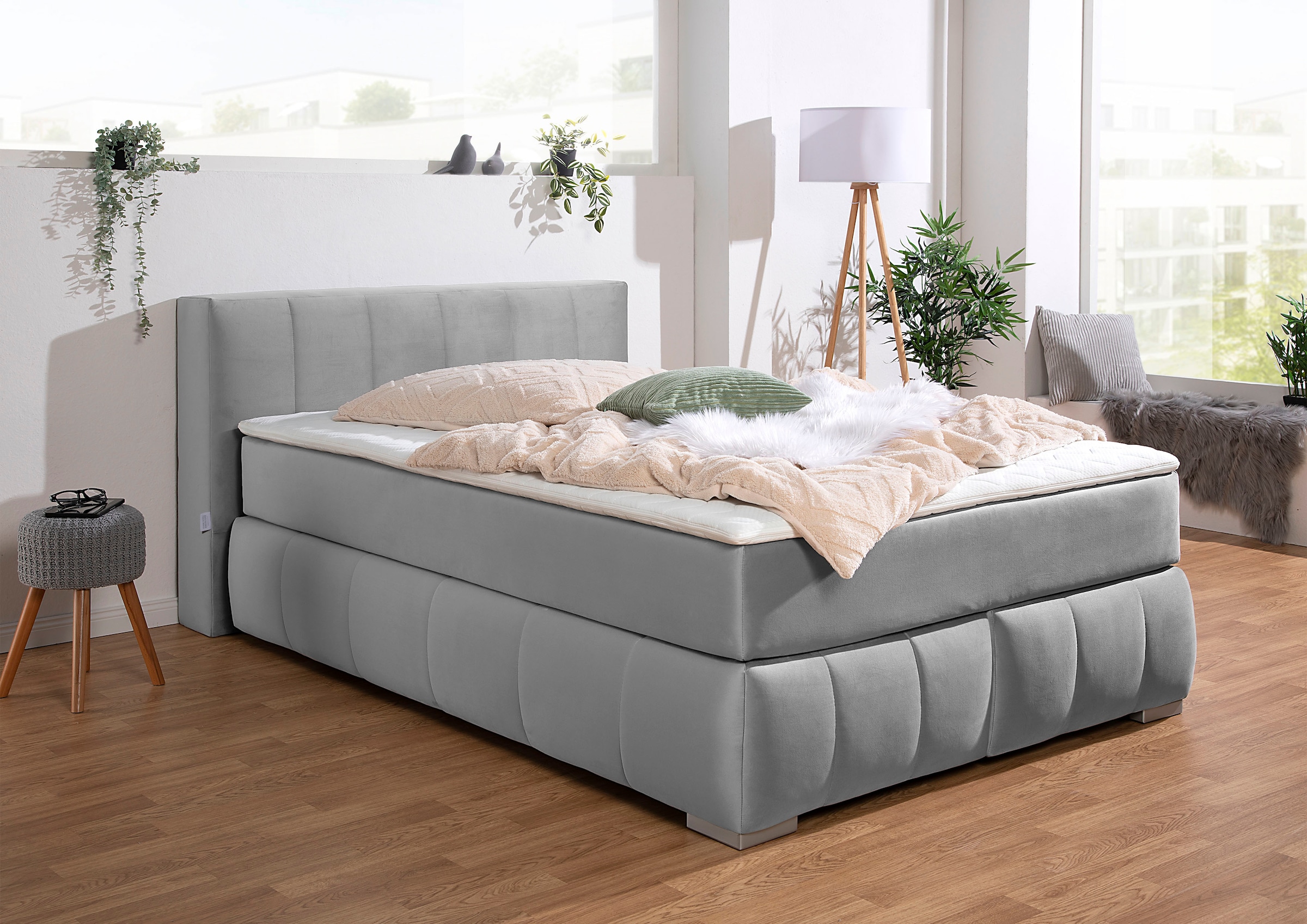 Guido Maria Kretschmer Home&Living Boxspringbett »Chelles«, inkl. Topper, in XXL- Überlänge 220 cm, Unterbox mit feine Wölbung