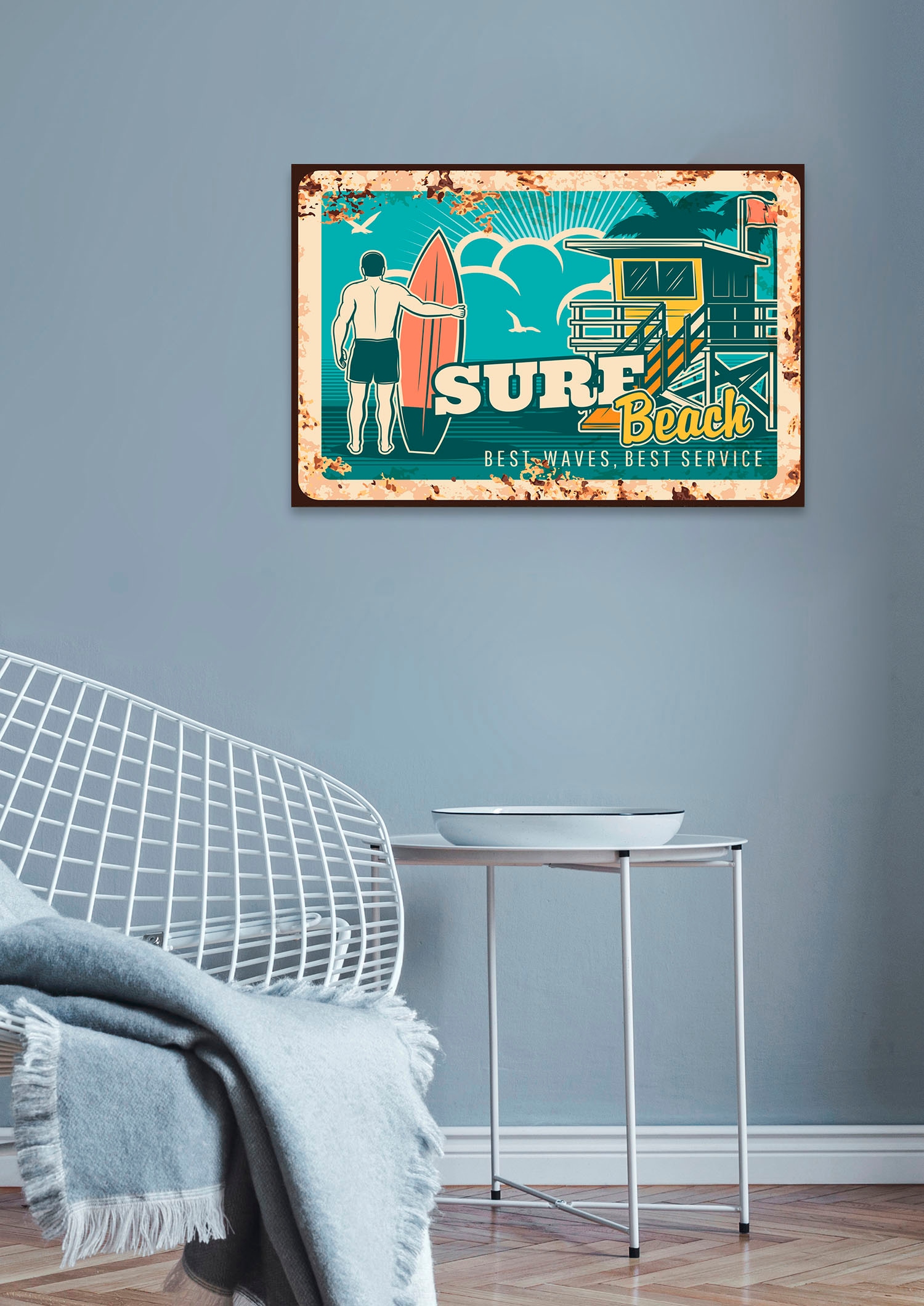 Metallbild »Surf Beach«, (1 St.), Stahlschilder