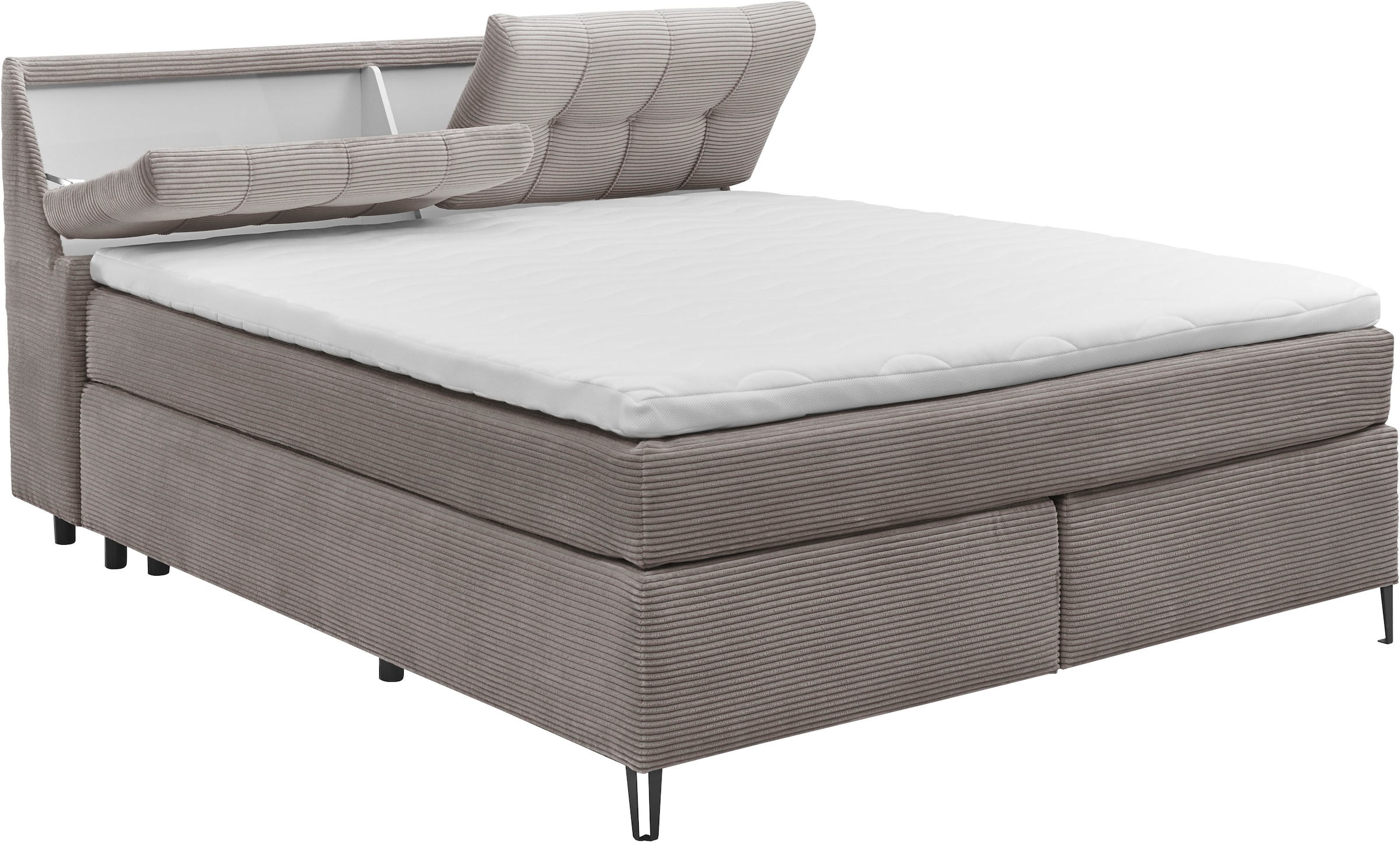 set one by Musterring Boxspringbett »Fairfield« Kopfteil in Kassenoptik, Metallfuß schwarz, Breite 160 oder 180 cm