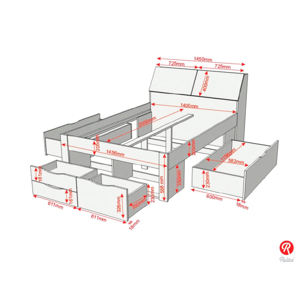 Relita Stauraumbett »Maxi«