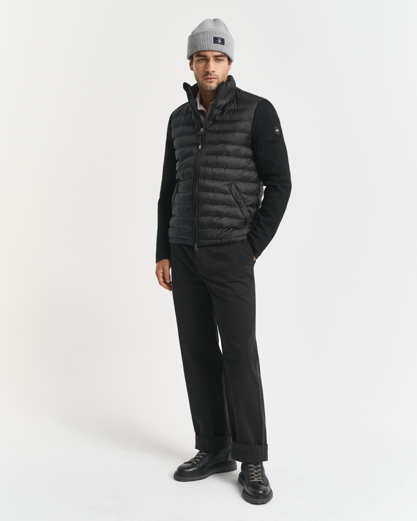 Gant Steppjacke »MIXED MEDIA« Ärmel aus Strick, regular fit, Stehkragen