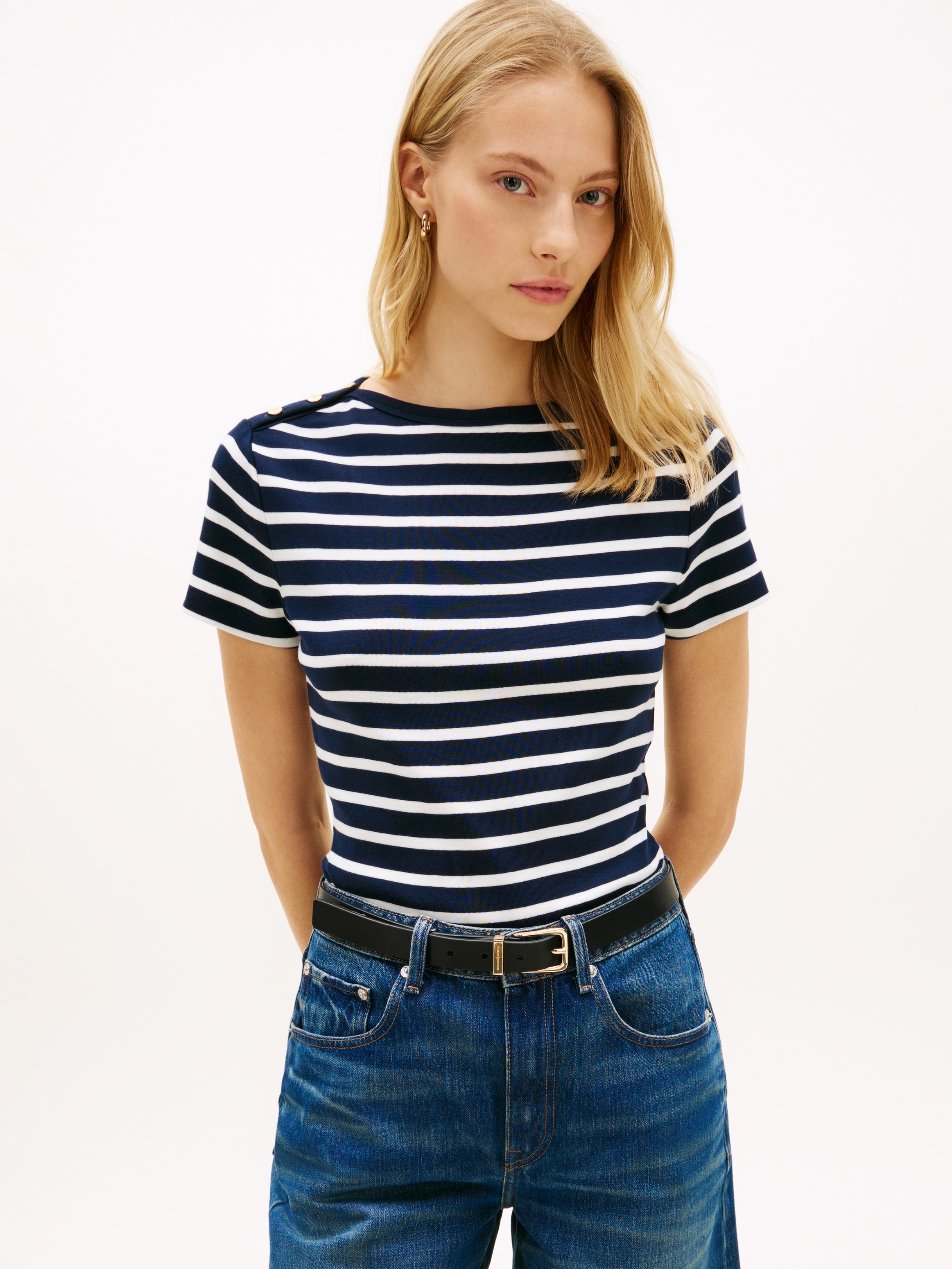 Tommy Hilfiger Kurzarmshirt »GOLD BUTTON SLIM SS TEE«