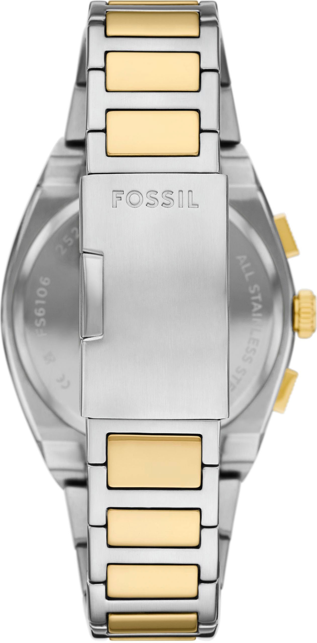 Fossil Chronograph »EVERETT«, Quarzuhr, Armbanduhr, Herrenuhr, Edelstahlarmband, analog