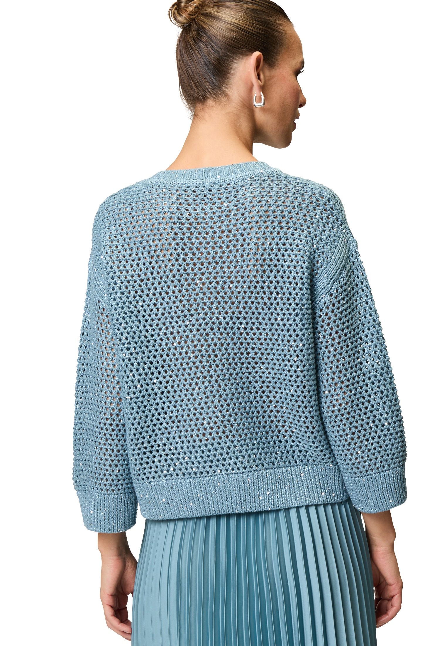 Zero Rundhalspullover »Grobstrickpullover mit Glitzer«