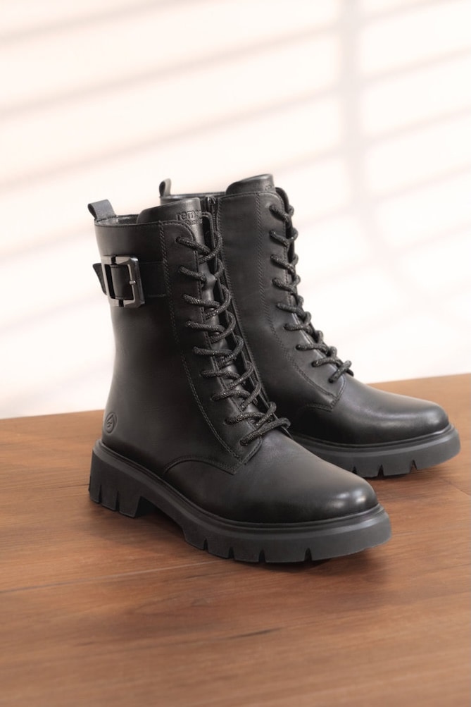 Remonte Schnürboots  Stiefelette, Boots, Profilsohle, Blockabsatz mit Zierschnalle