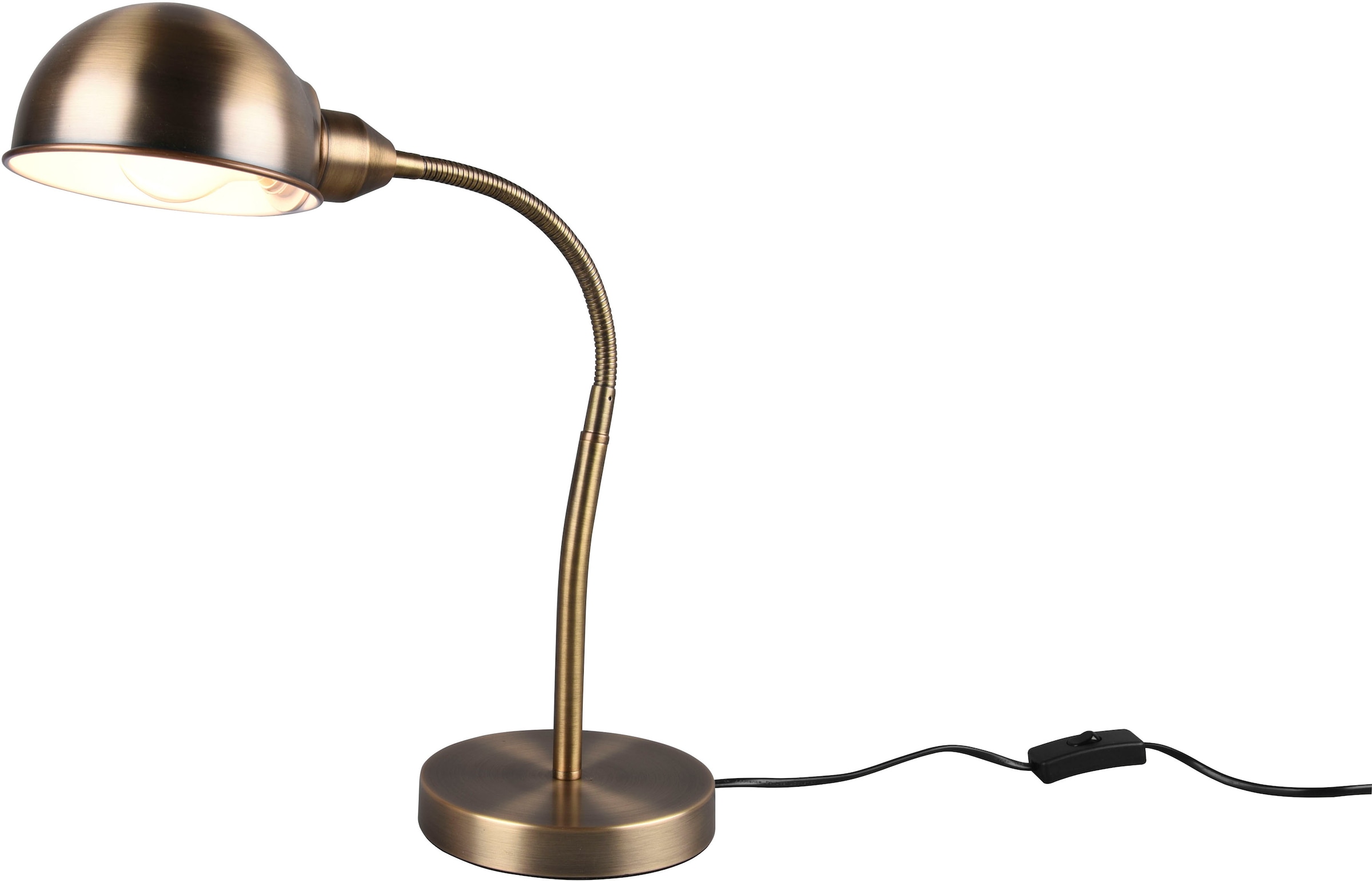 TRIO Leuchten Schreibtischlampe »Perry«, 1 flammig, Leuchtmittel E27 | ohne Leuchtmittel, Tischleuchte Büro, exkl. 1xE27 10W, flex. verstellbar, Schnurschalter