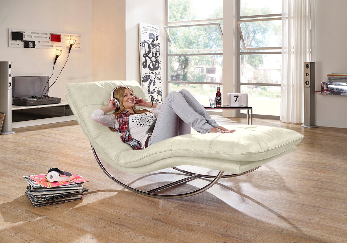 W.SCHILLIG Relaxliege »daily dreams«, in Waffelkissen-Optik, Schaukelgestell Chrom glänzend, in 2 Breiten
