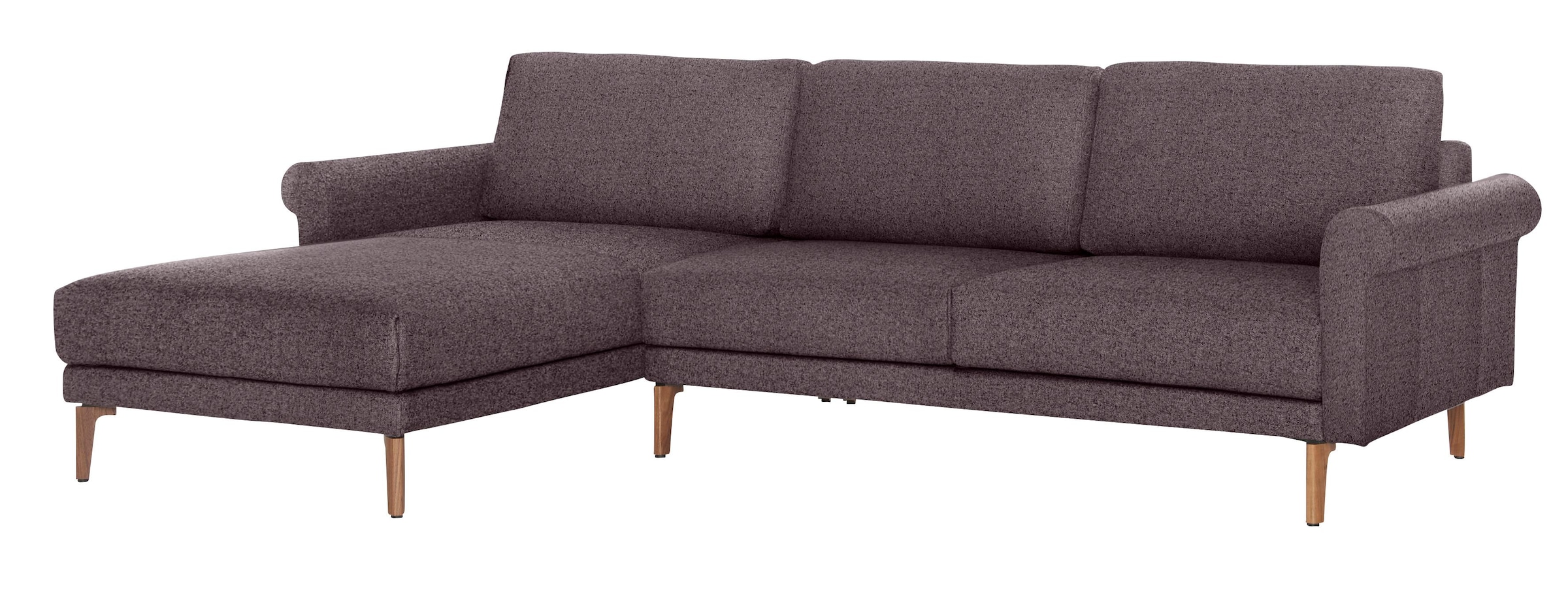 Creation BY ROLF BENZ Ecksofa »CR.450, Designecksofa, L-Form«, Armlehne Schnecke modern Landhaus, Breite 262 cm, Fuß Nussbaum