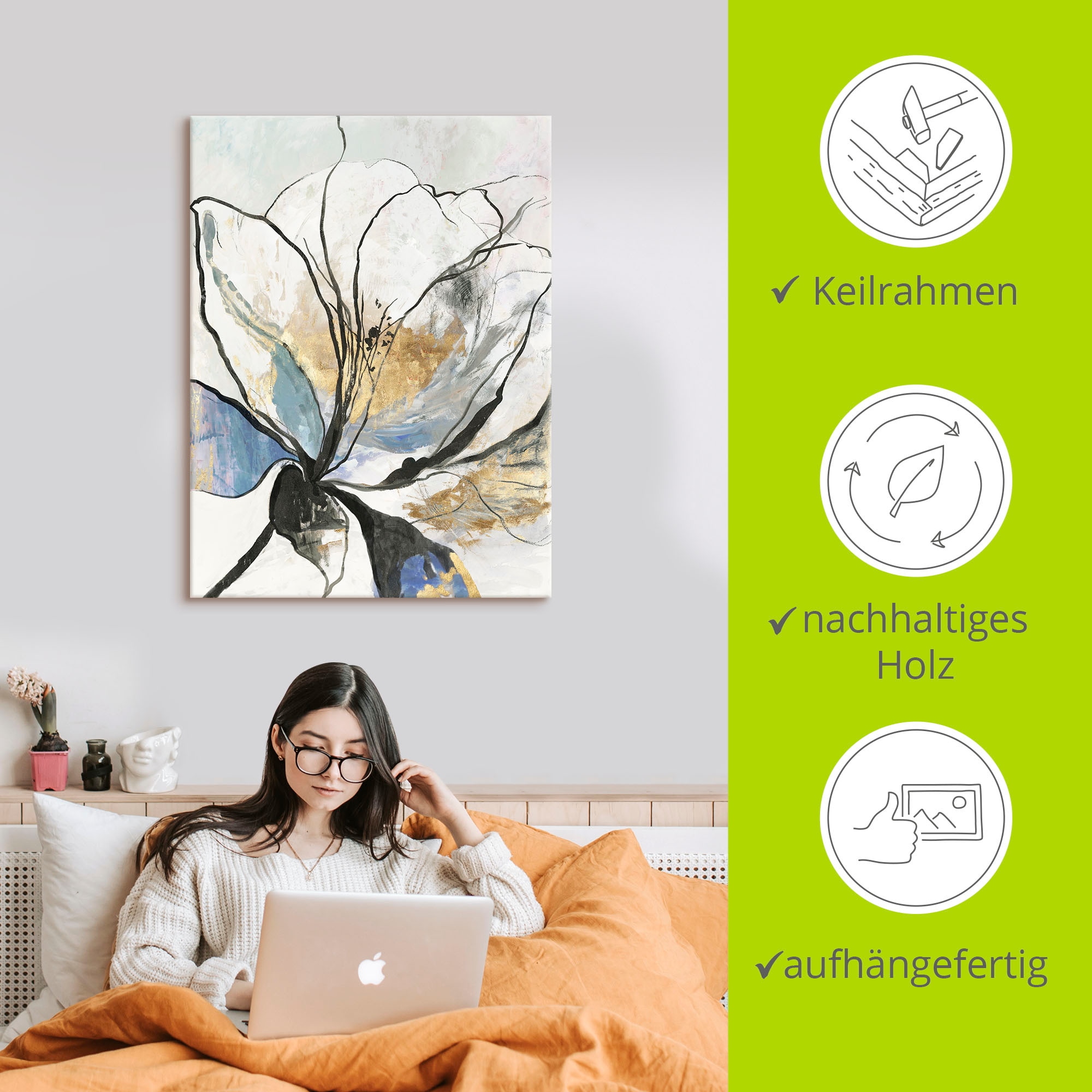 Artland Wandbild »Umrissenes Blumenmuster I«, Blumenbilder, (1 St.), als Alubild, Outdoorbild, Leinwandbild, Poster, Wandaufkleber