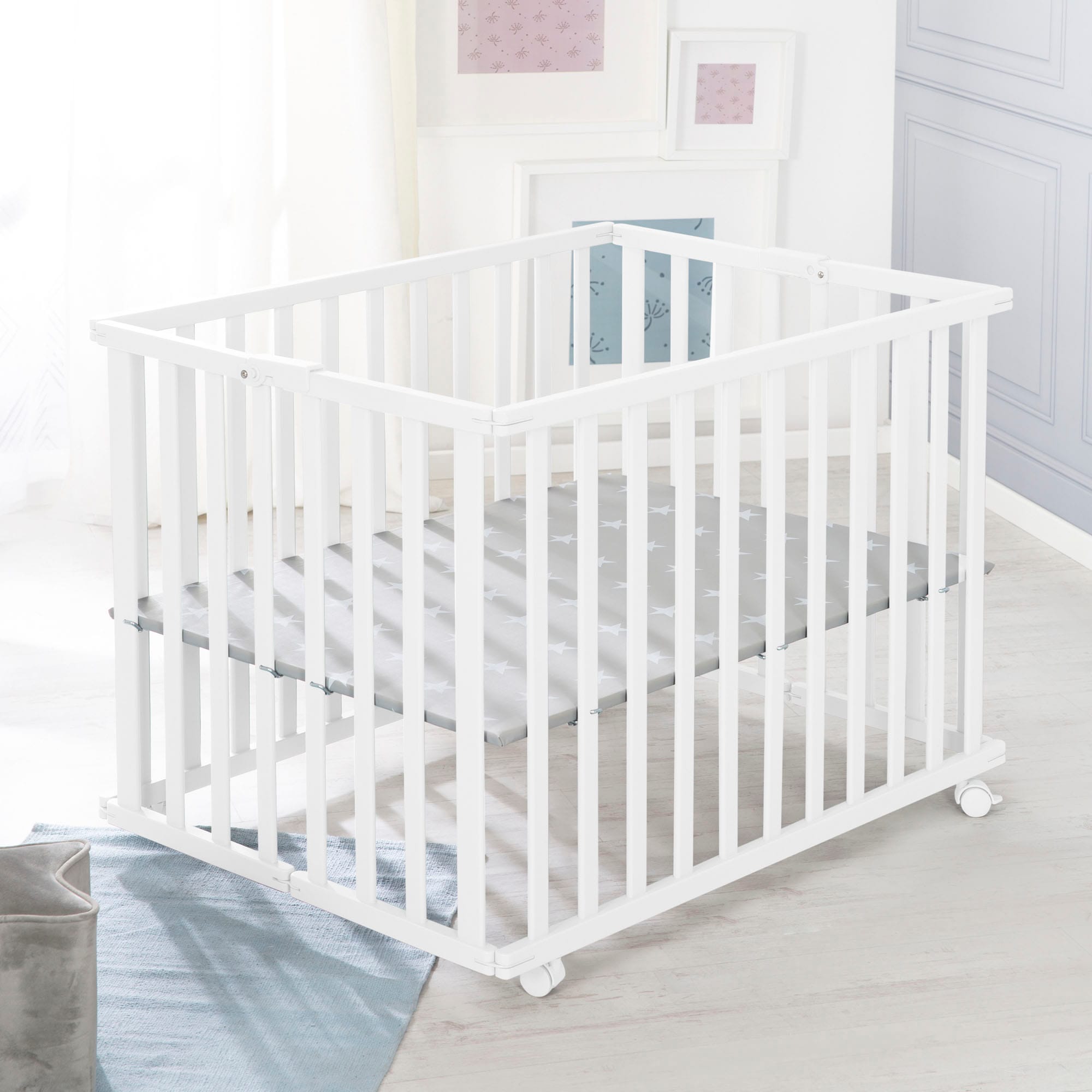 roba® Laufgitter »Little Stars, weiß, 74x100 cm«, mit Folienboden