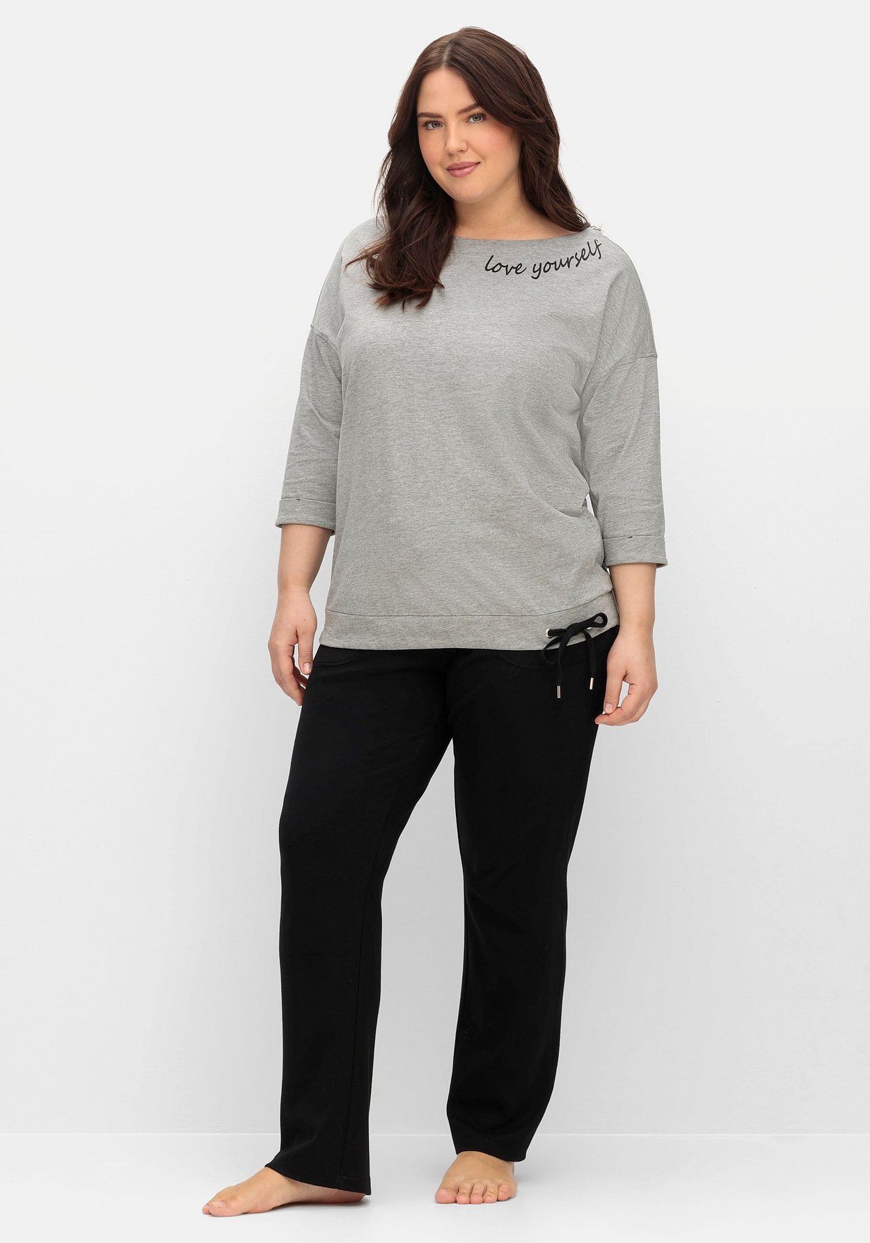 Sheego Langarmshirt »Oversized-Shirt mit Bindeband am Saum«, mit Bindeband am Saum