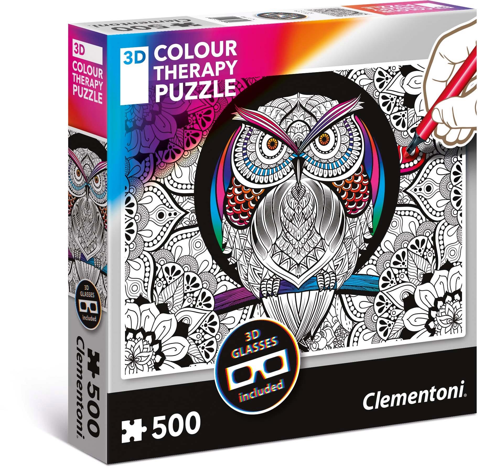 Clementoni® Puzzle »Colour Therapy - Eule«, mit 3D Effekt; Made in Europe