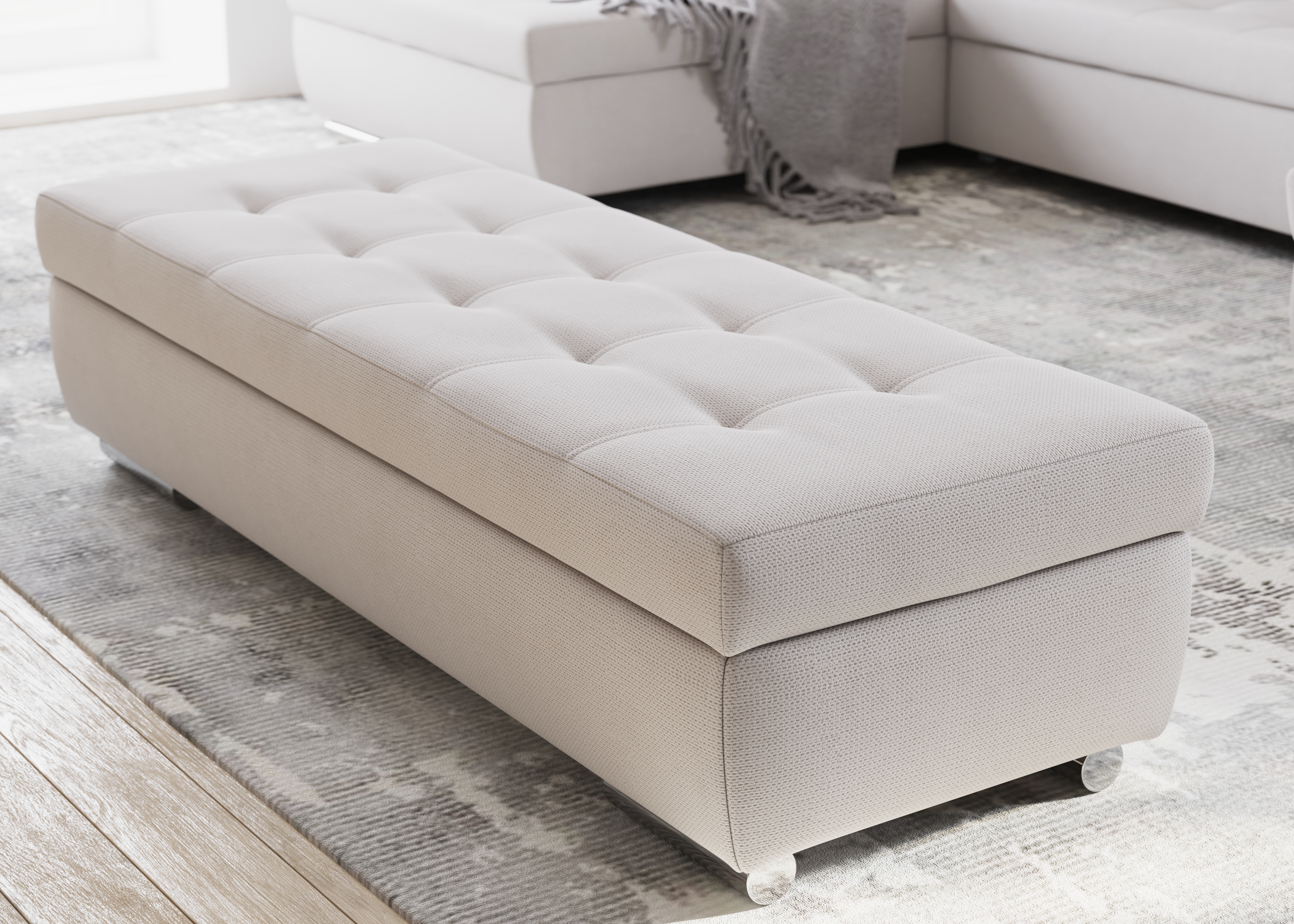 Domo Collection Hocker »Treviso XXL: B/T/H: 161/60/41 cm« mit Stauraum in beige, Größe B/H/T: 161 cm x 41 cm x 60 cm