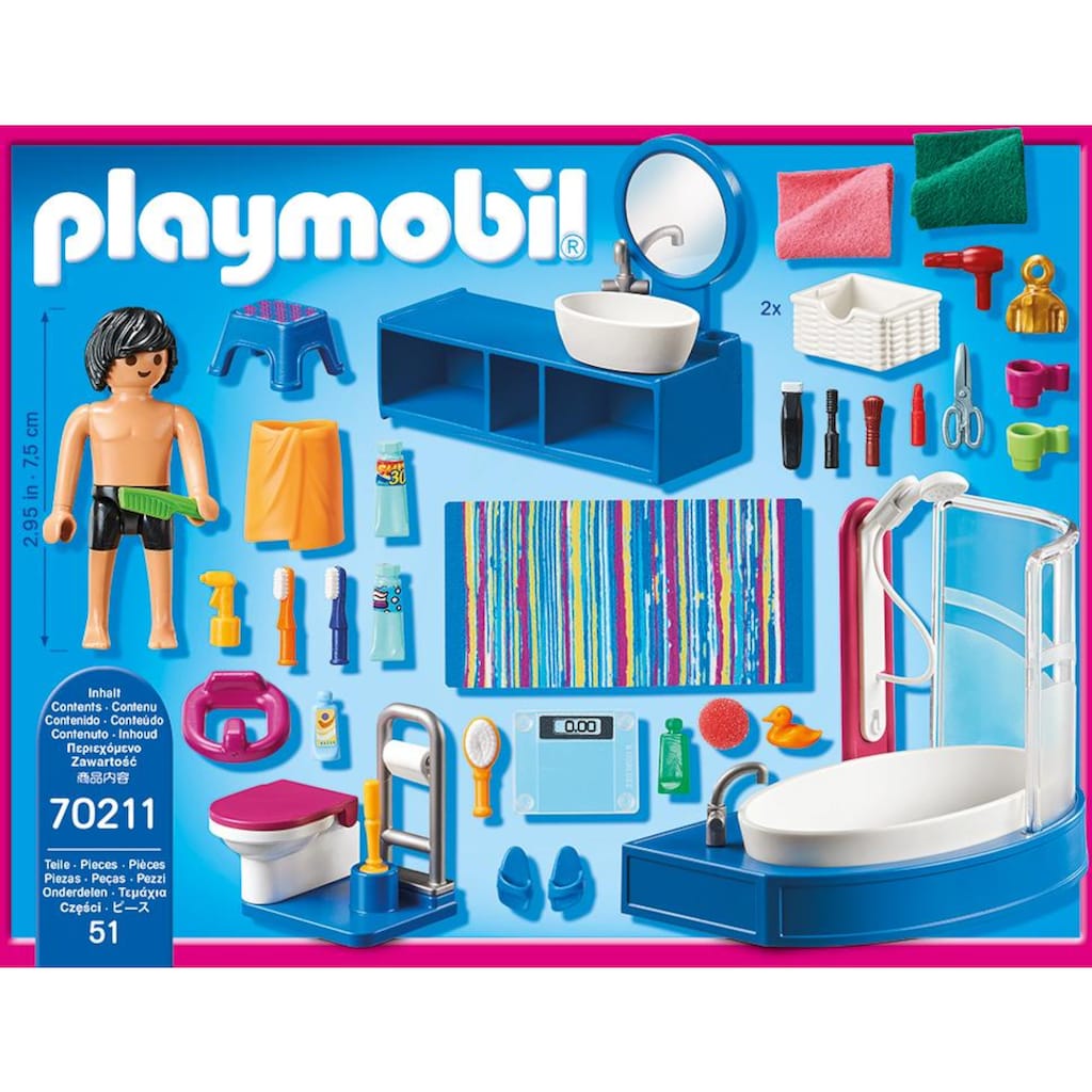 Playmobil® Konstruktions-Spielset »Badezimmer (70211), Dollhouse«, (51 St.), Made in Germany