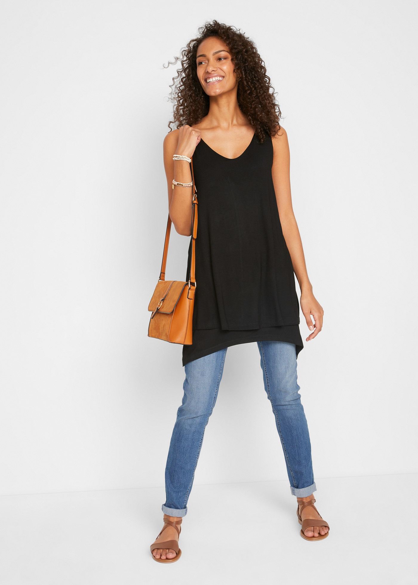 bonprix Longtop »Doppellagiges Long-Top aus Viskose-Mix« Doppellagiges Long-Top aus Viskose-Mix