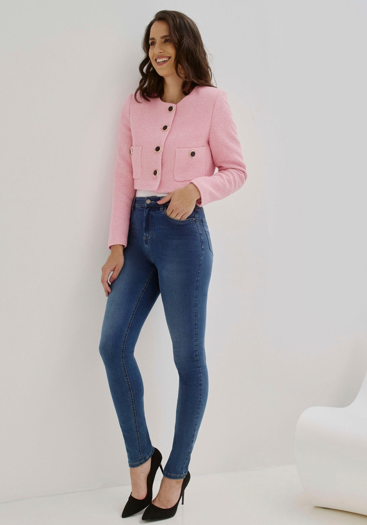 neue Marke wonderjeans High-waist-Jeans geschnitten leicht OTTO »High Waist WH72«, verkürztem mit Bein Shop Online Hoch im kaufen