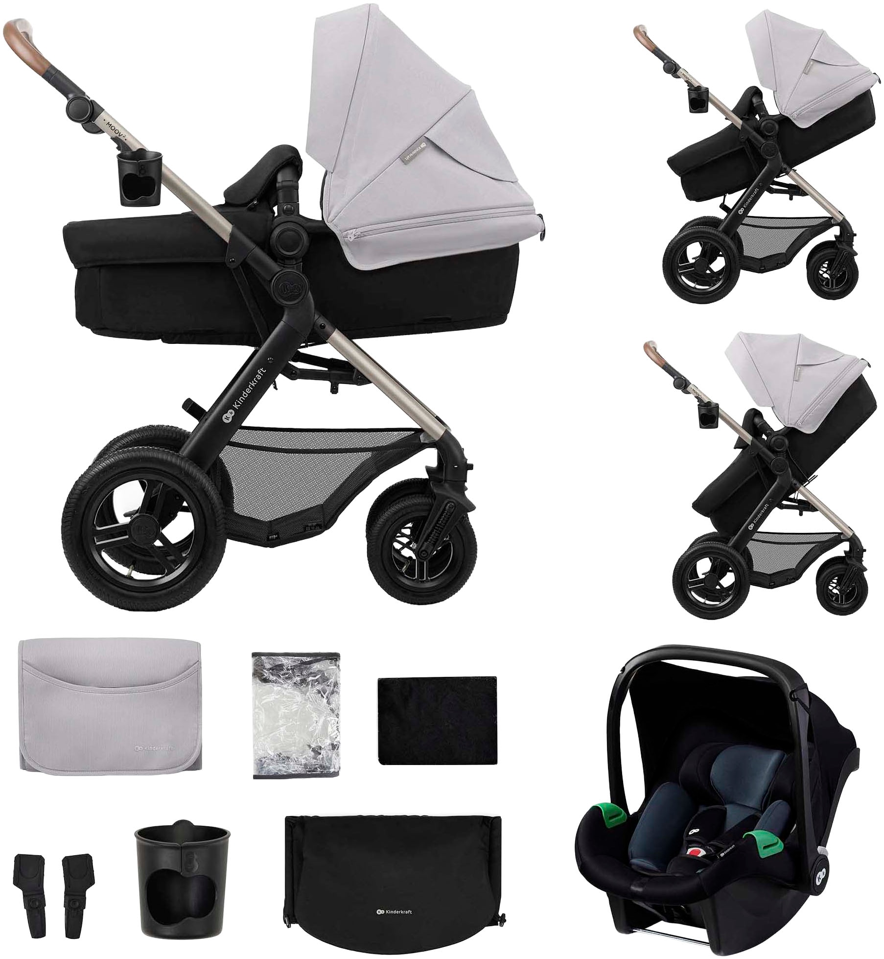 Kinderkraft Kombi-Kinderwagen »MOOV 2 Air 3IN1« 27 kg mit Luftreifen