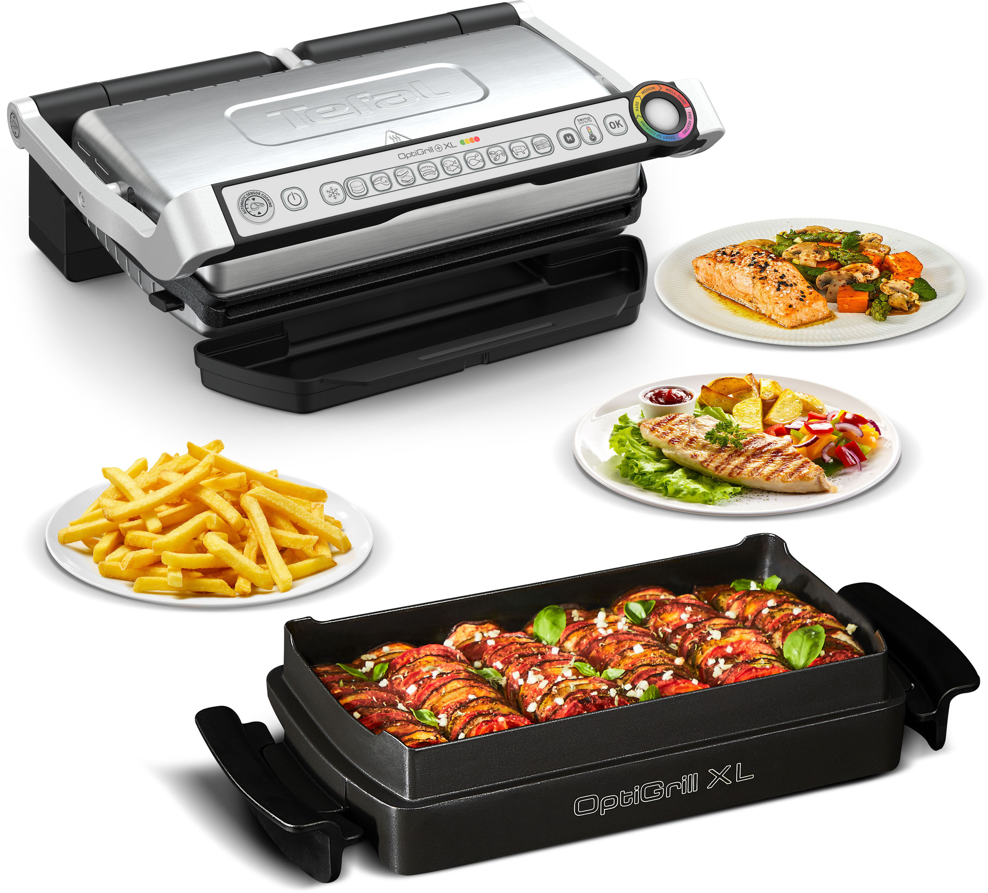 Kontaktgrill »GC724D OptiGrill+ XL«, 2000 W, Backschale, 9 voreingestellte Programme,...