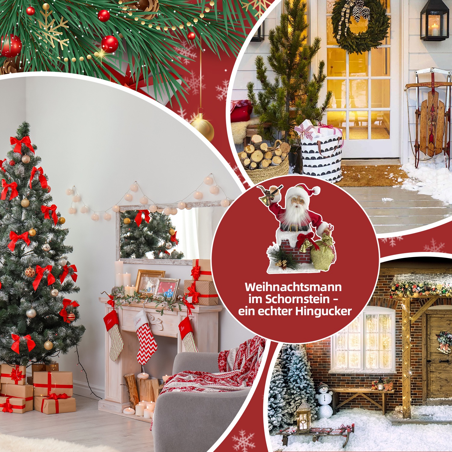 SHX Weihnachtsmann »Animierter Weihnachtsmann im Schornstein« Bewegung, Soundeffekte