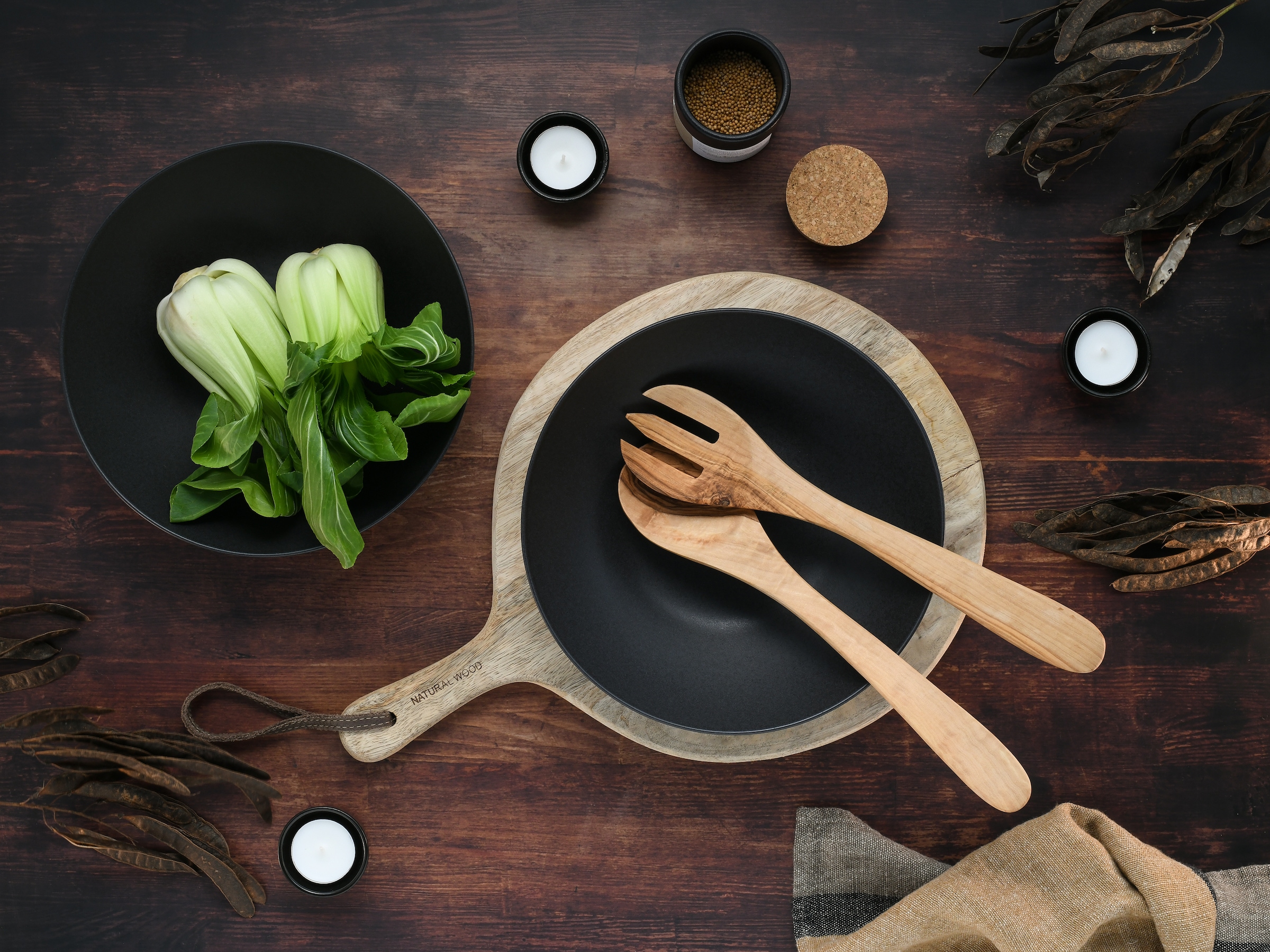 CreaTable Salatschüssel »Soft Touch Black« 2 Stk. aus Steinzeug Ø 24 cm