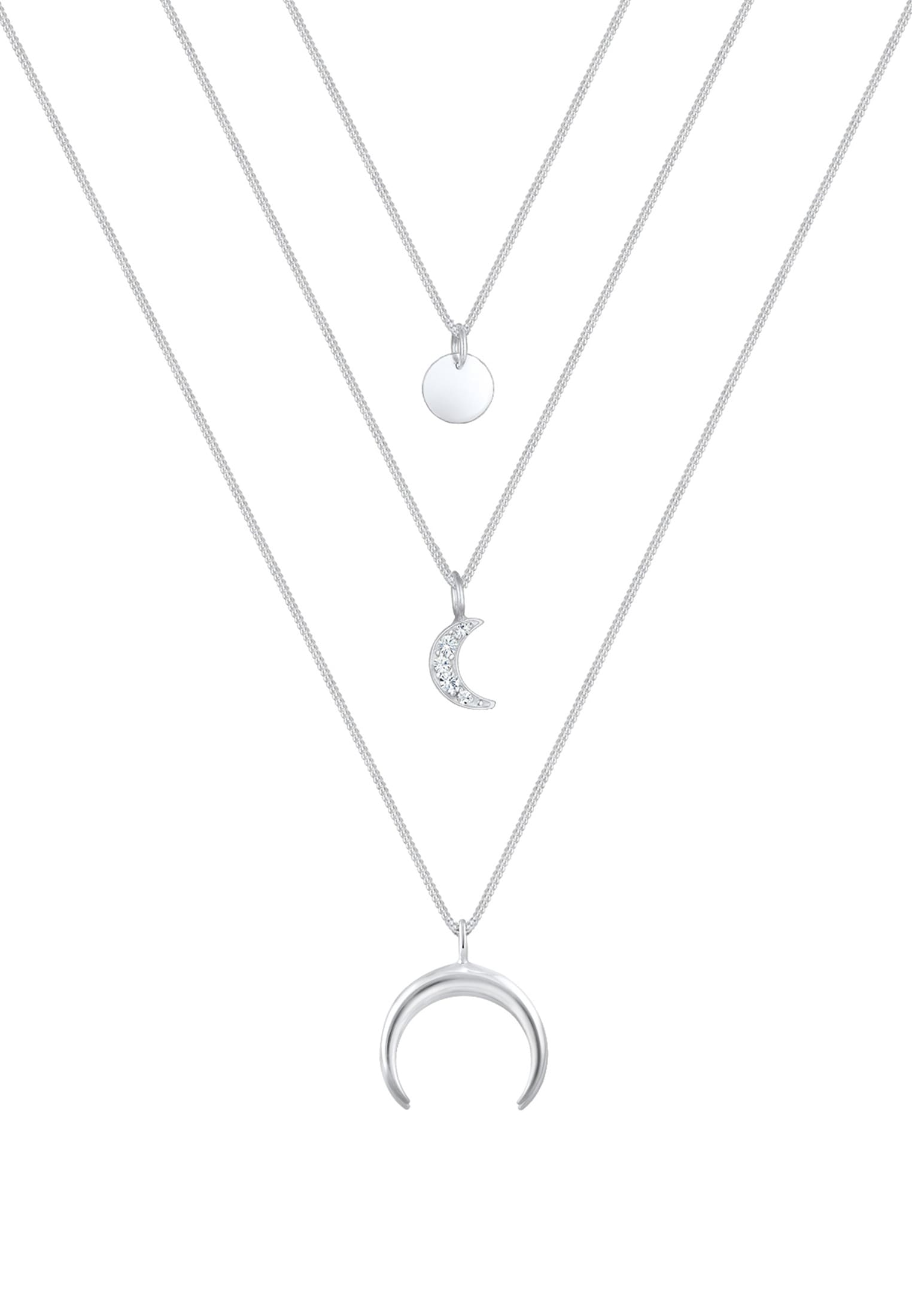 Elli Silberkette »Halskette Layer Halbmond Kristalle 925 Sterling Silber«