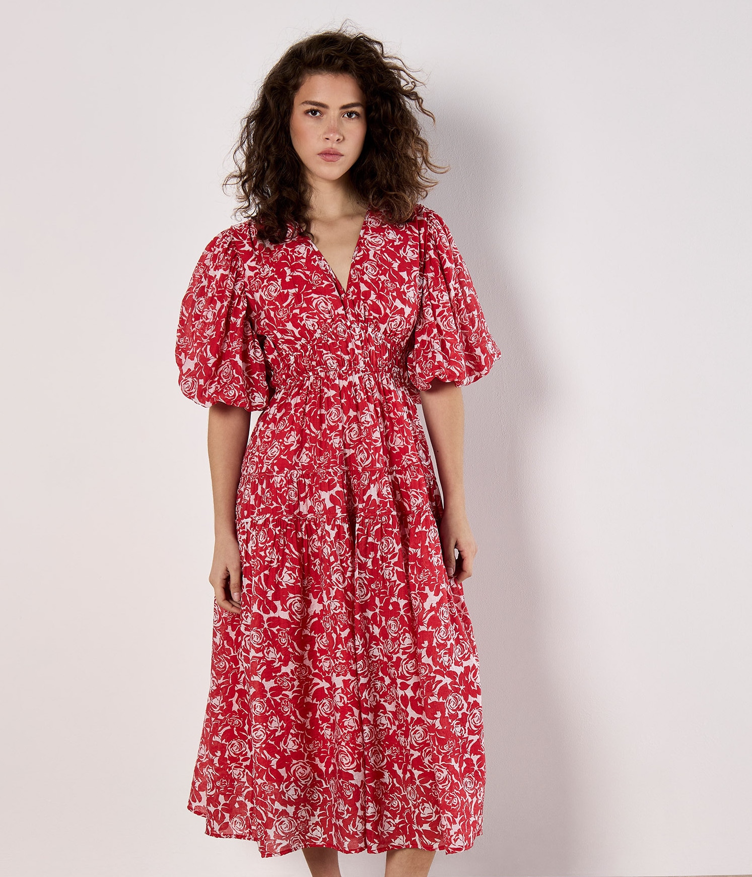 Apricot Midikleid »Midikleid« mit Rosenmuster