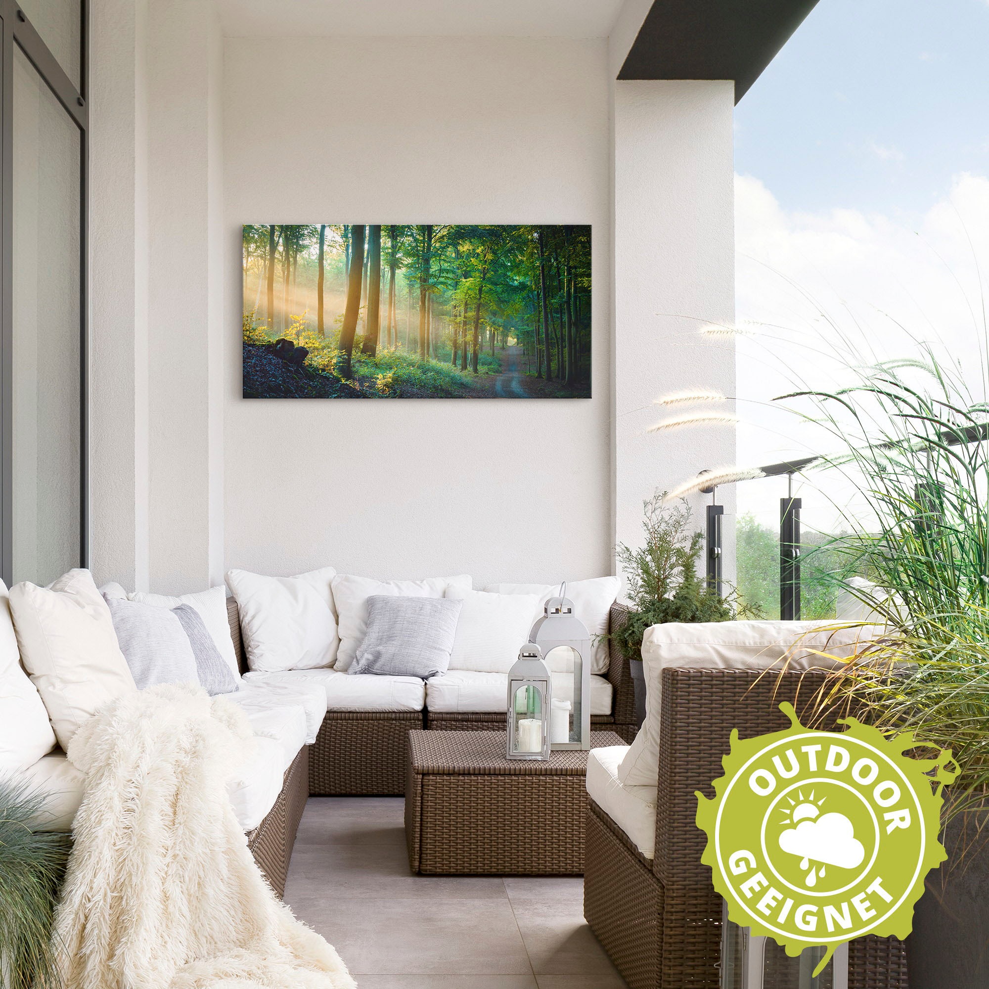 Artland Alu-Dibond-Druck »Herbstmorgen im Wald« Waldbilder 1 Stk. tlg. für Innen- und Außenbereich geeignet, Outdoorbild